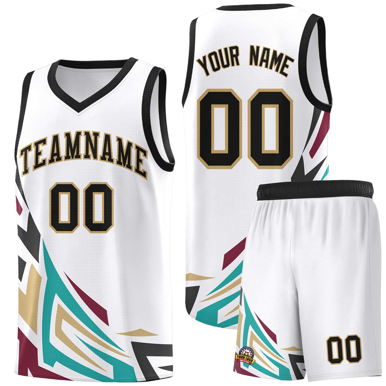 Custom White Gradient Graffiti Pattern Sports Uniform Basketball Jersey