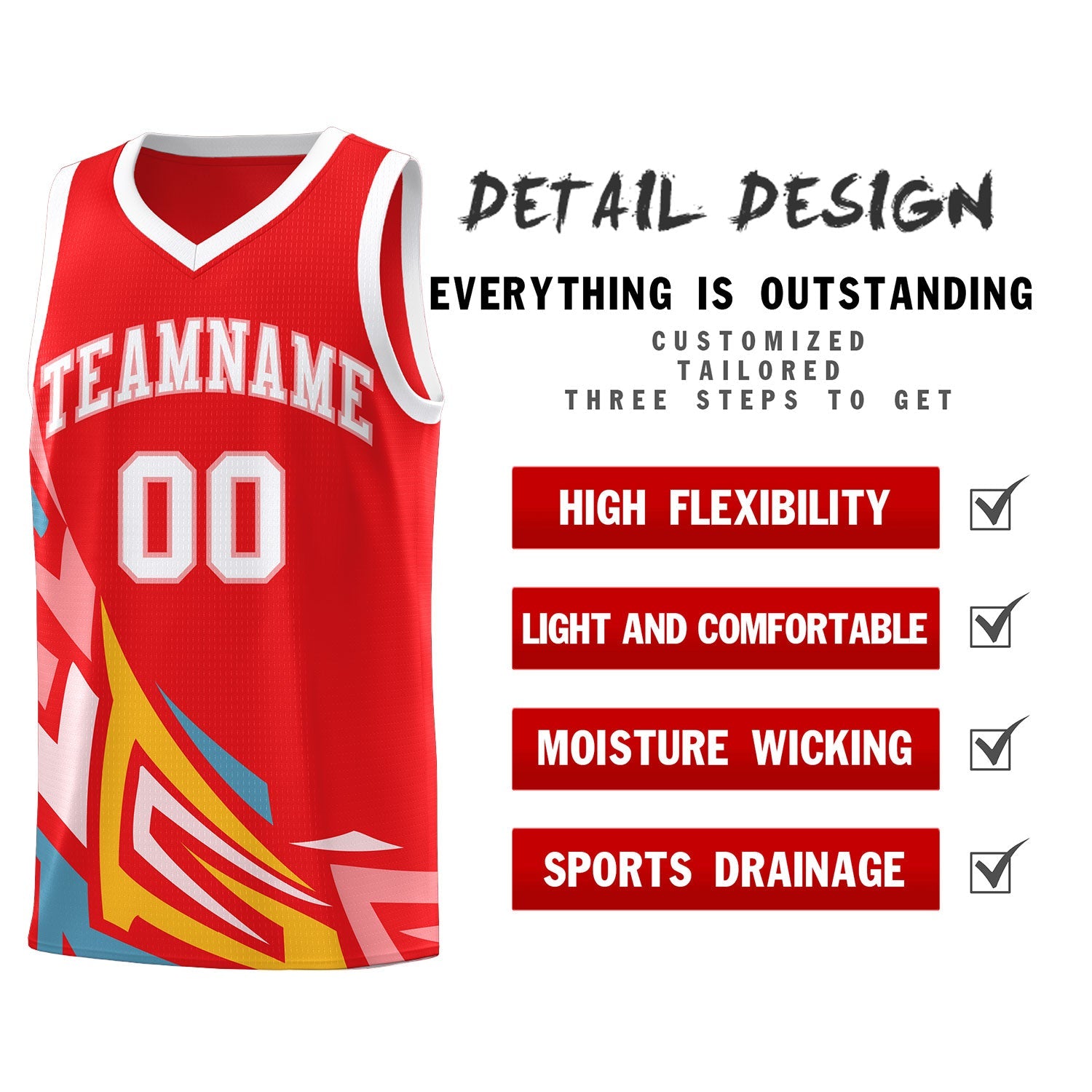 Custom Red Gradient Graffiti Pattern Sports Uniform Basketball Jersey