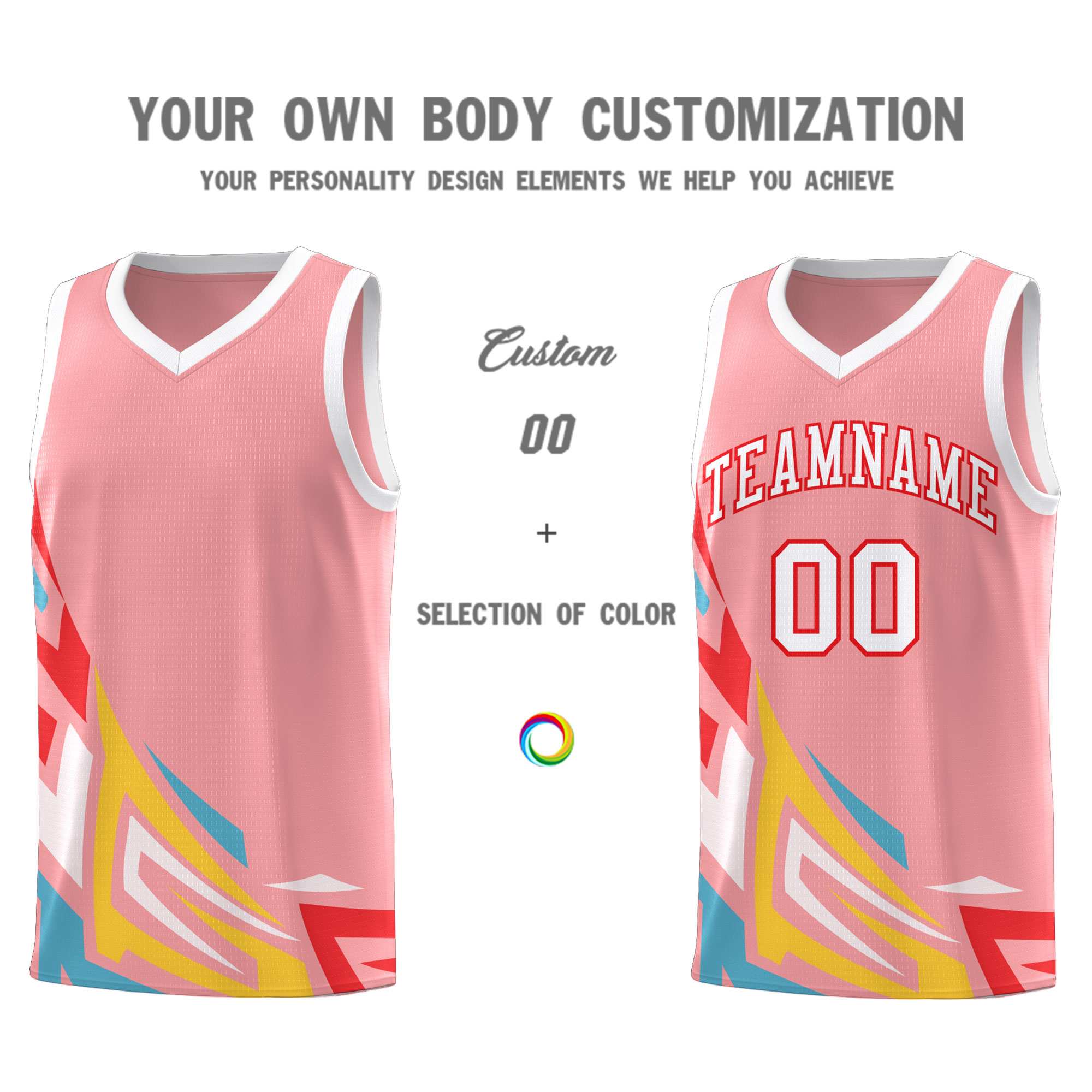 Custom Light Pink Gradient Graffiti Pattern Sports Uniform Basketball Jersey