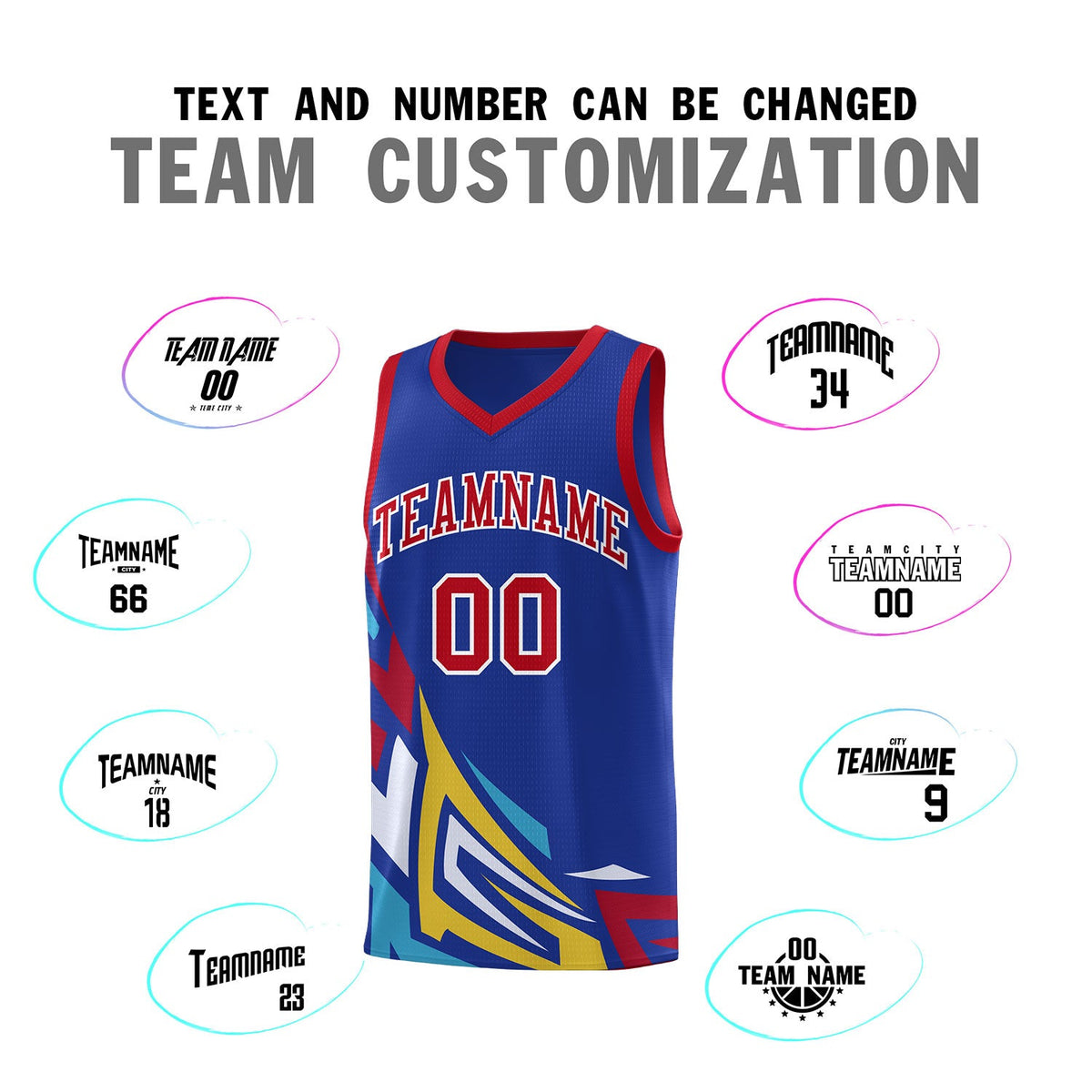 Custom Royal Gradient Graffiti Pattern Sports Uniform Basketball Jersey