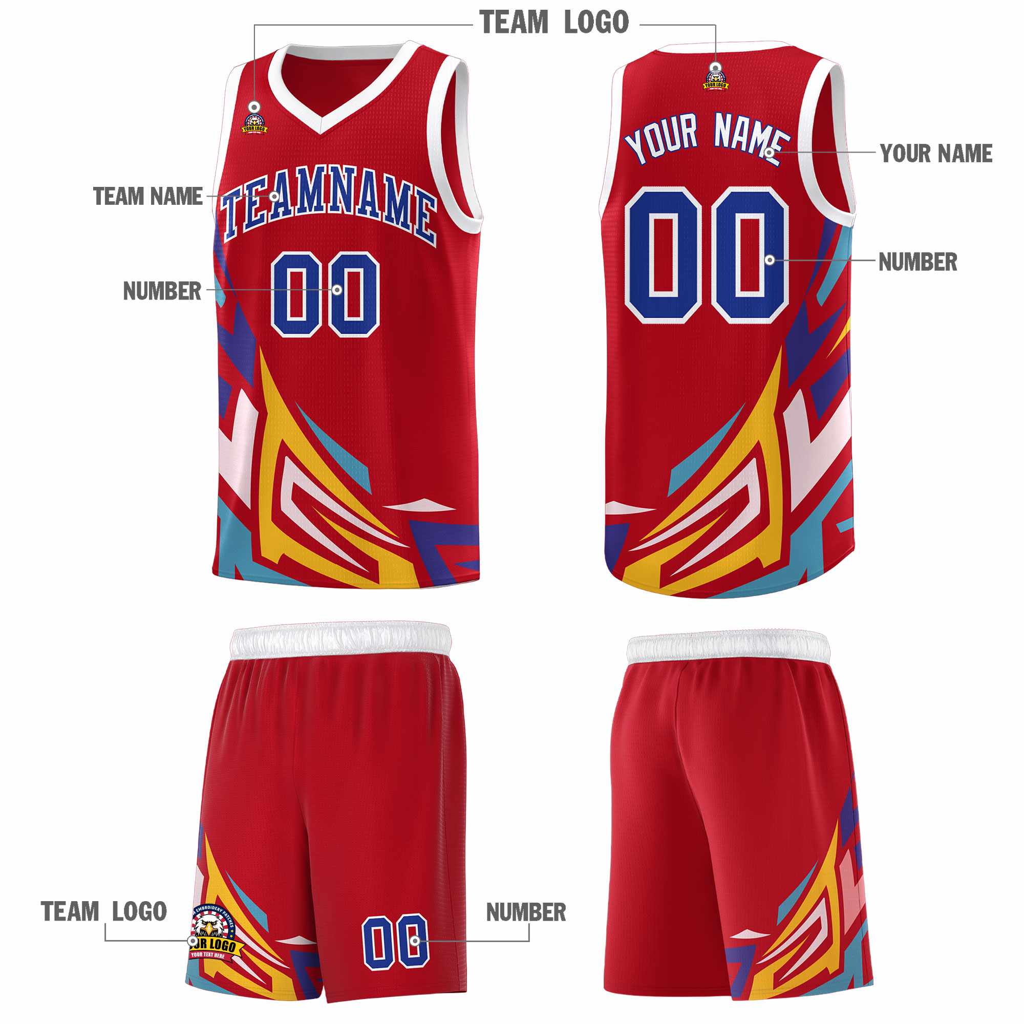 Custom Red Gradient Graffiti Pattern Sports Uniform Basketball Jersey