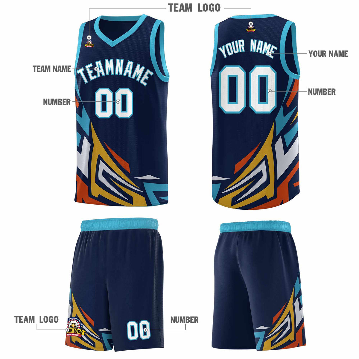 Custom Navy Gradient Graffiti Pattern Sports Uniform Basketball Jersey