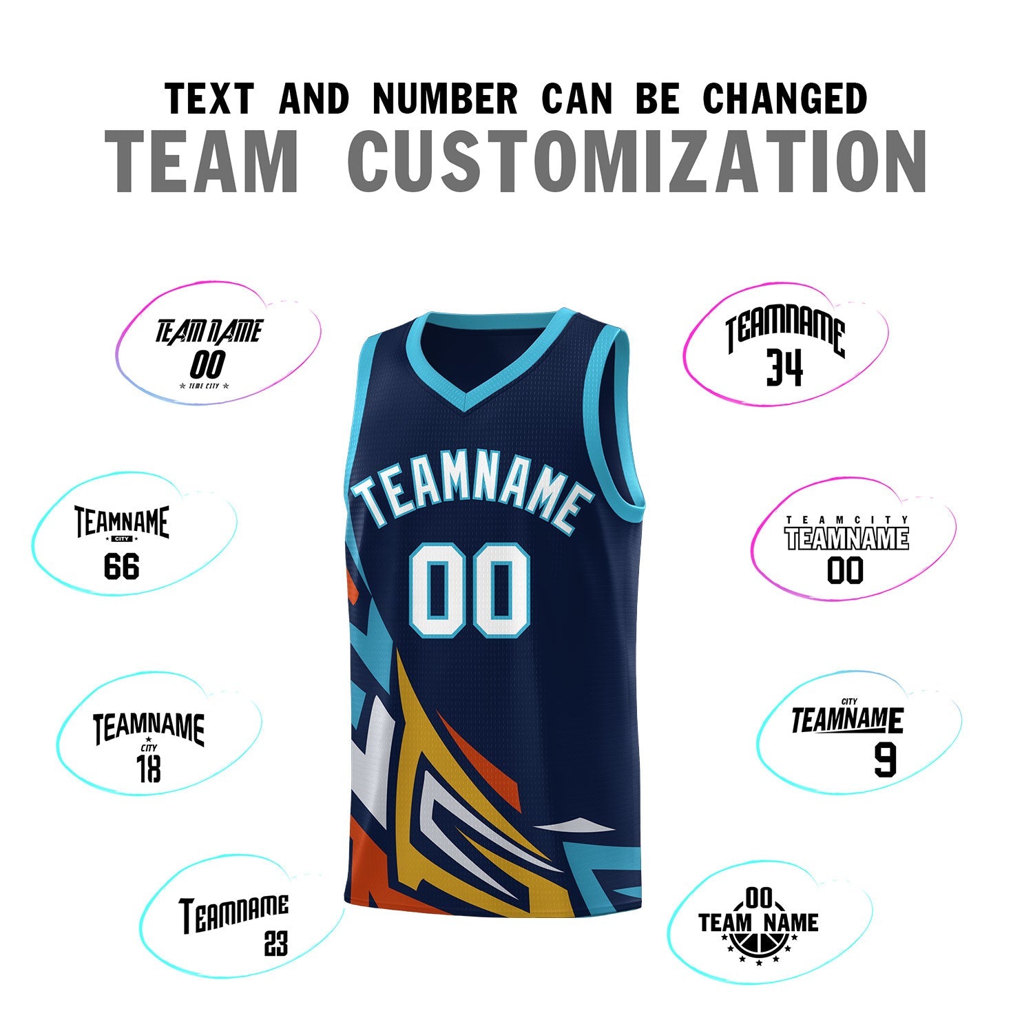 Custom Navy Gradient Graffiti Pattern Sports Uniform Basketball Jersey