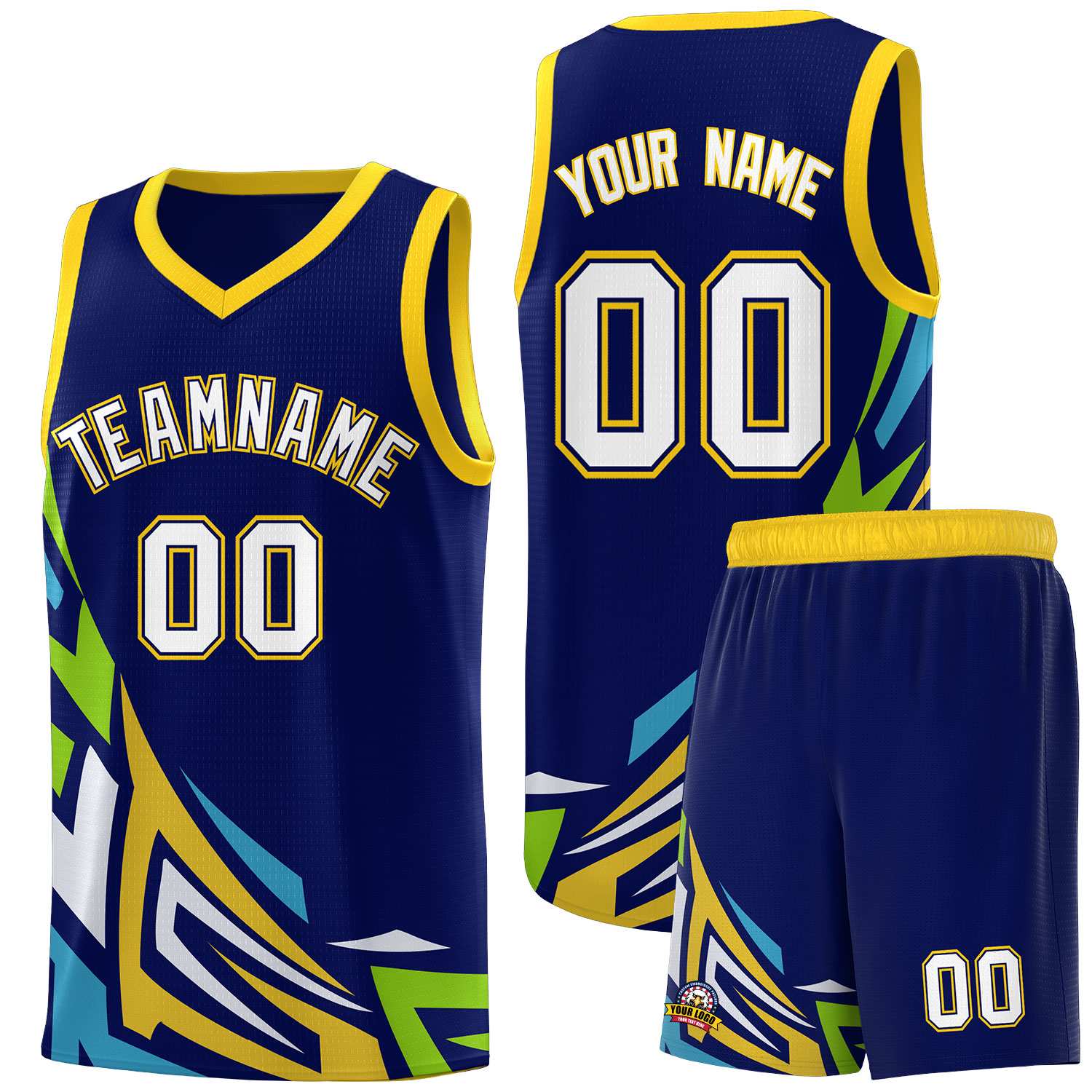 Custom Navy Gradient Graffiti Pattern Sports Uniform Basketball Jersey