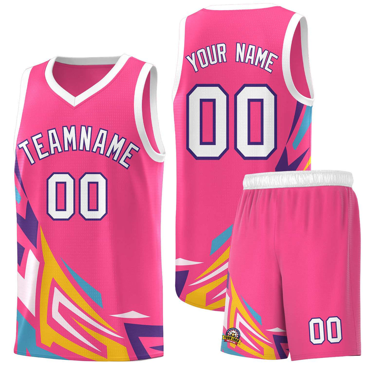 Custom Pink Gradient Graffiti Pattern Sports Uniform Basketball Jersey