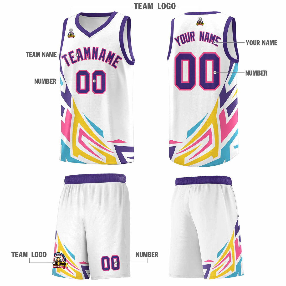 Custom White Gradient Graffiti Pattern Sports Uniform Basketball Jersey