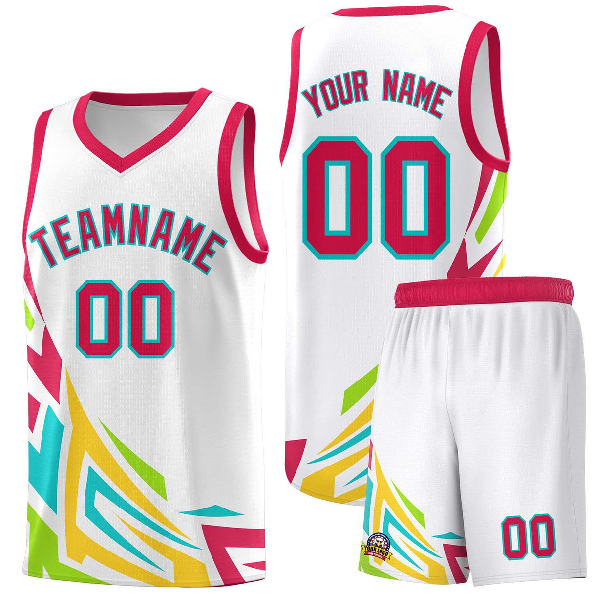 Custom White Gradient Graffiti Pattern Sports Uniform Basketball Jersey