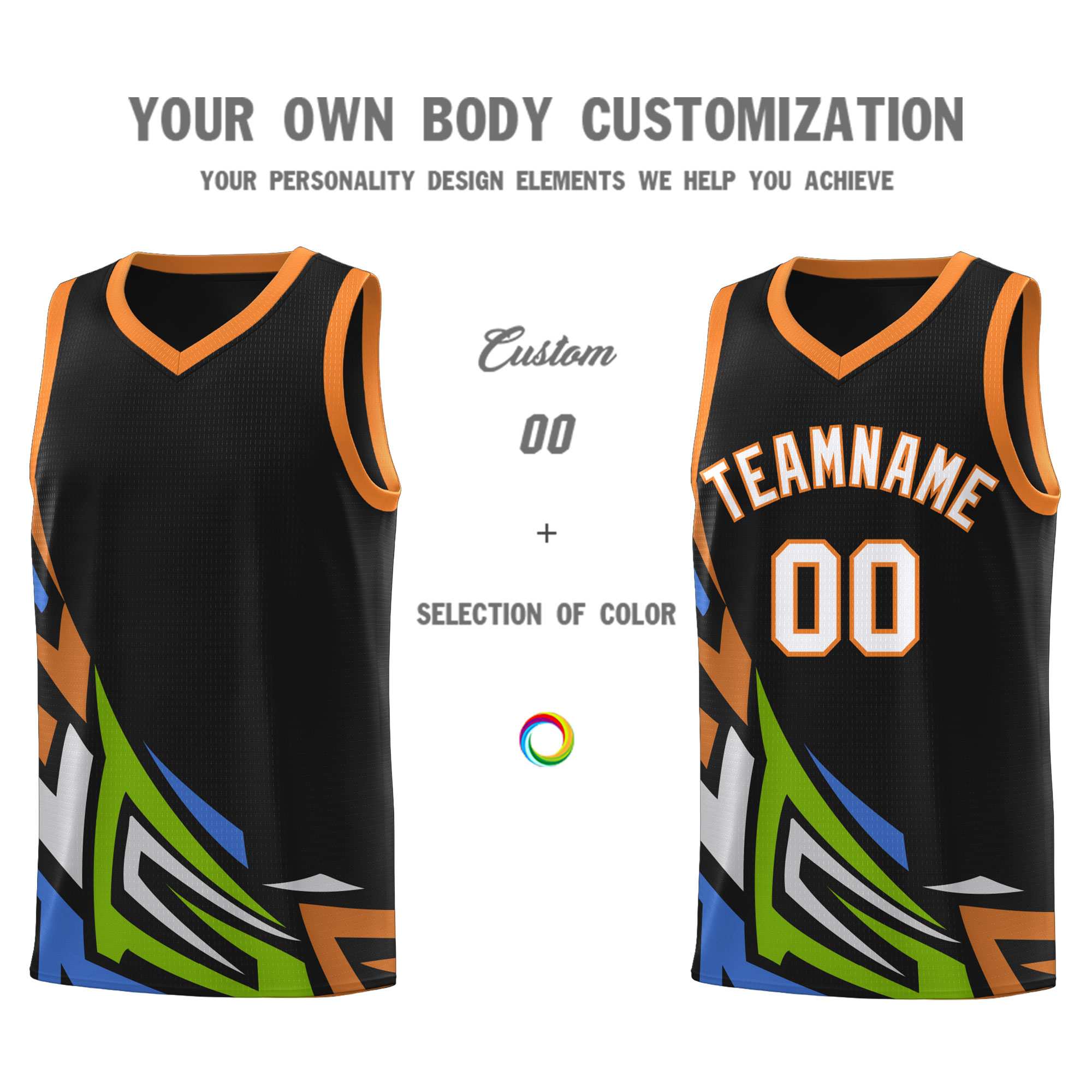 Custom Black Gradient Graffiti Pattern Sports Uniform Basketball Jersey