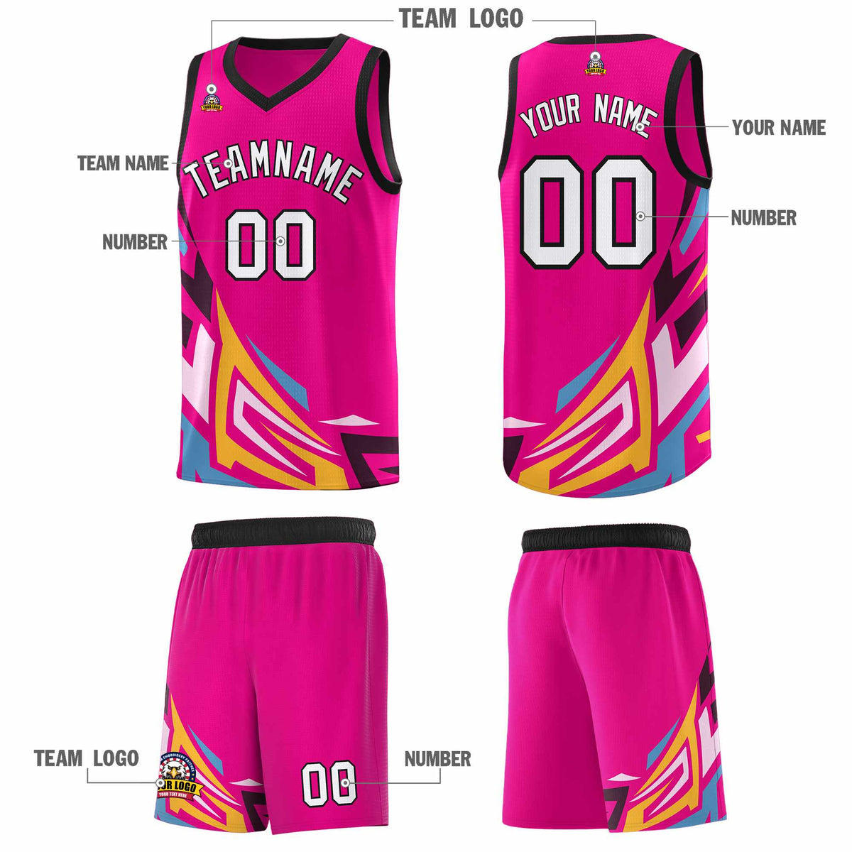 Custom Pink Gradient Graffiti Pattern Sports Uniform Basketball Jersey