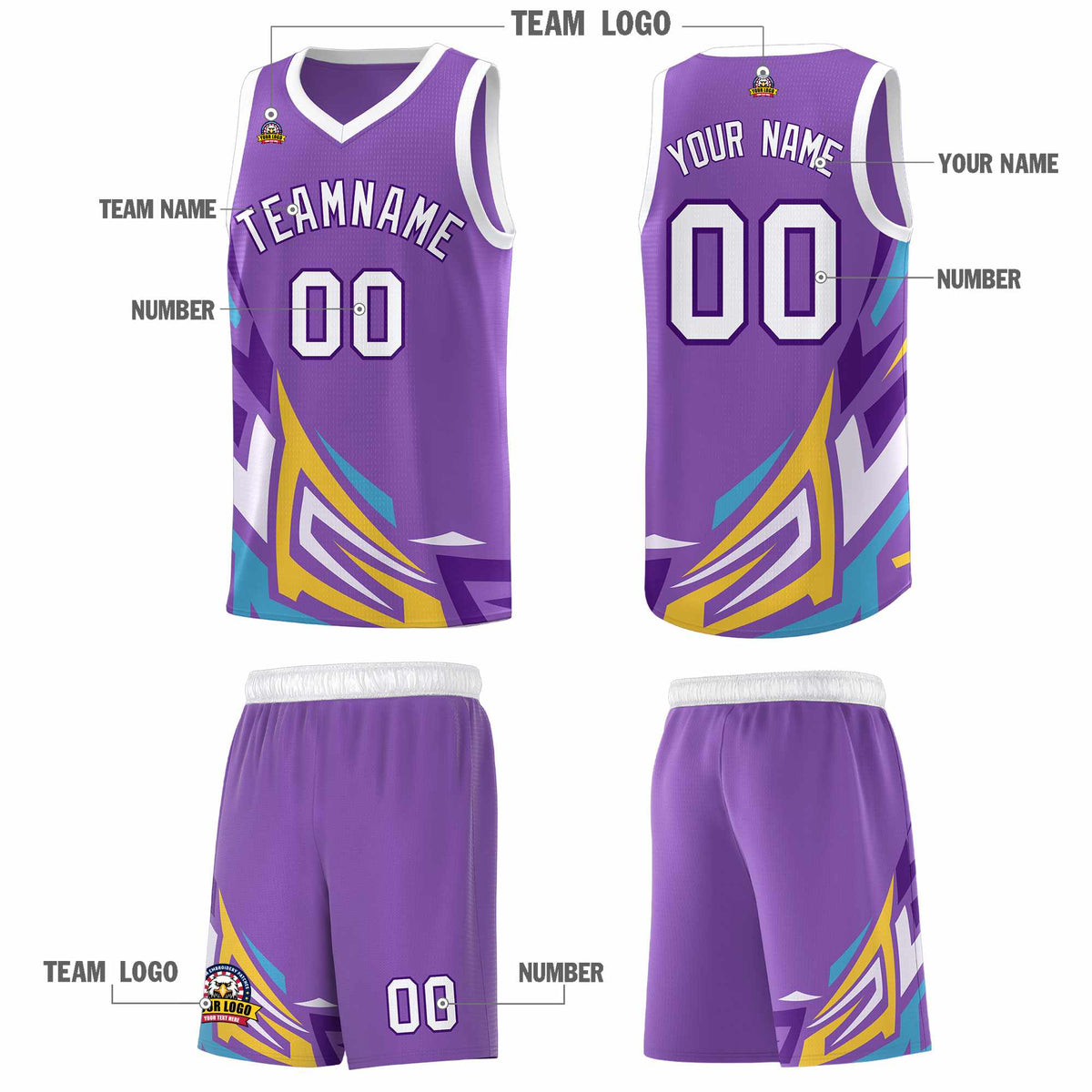 Custom Light Purple Gradient Graffiti Pattern Sports Uniform Basketball Jersey