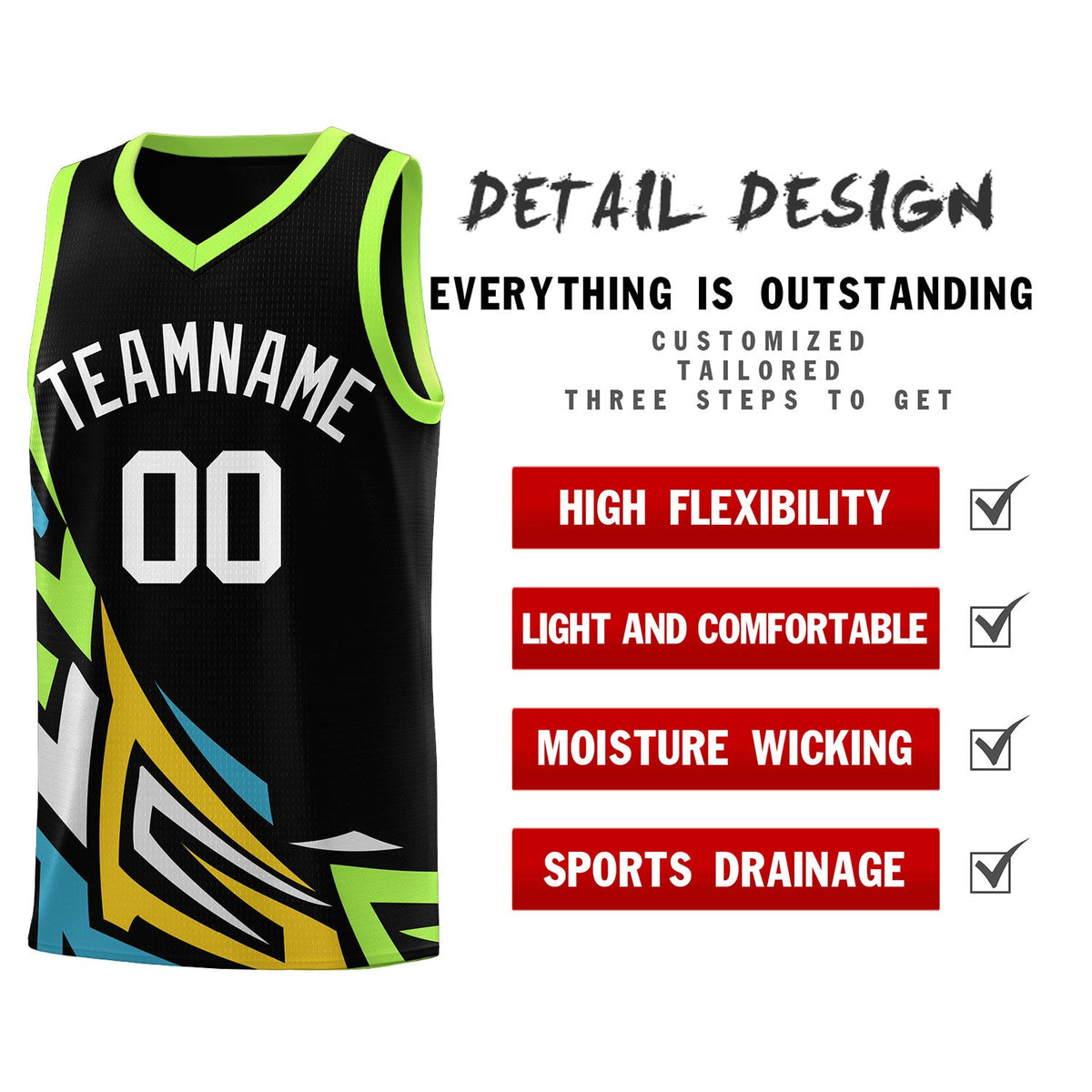 Custom Black Gradient Graffiti Pattern Sports Uniform Basketball Jersey