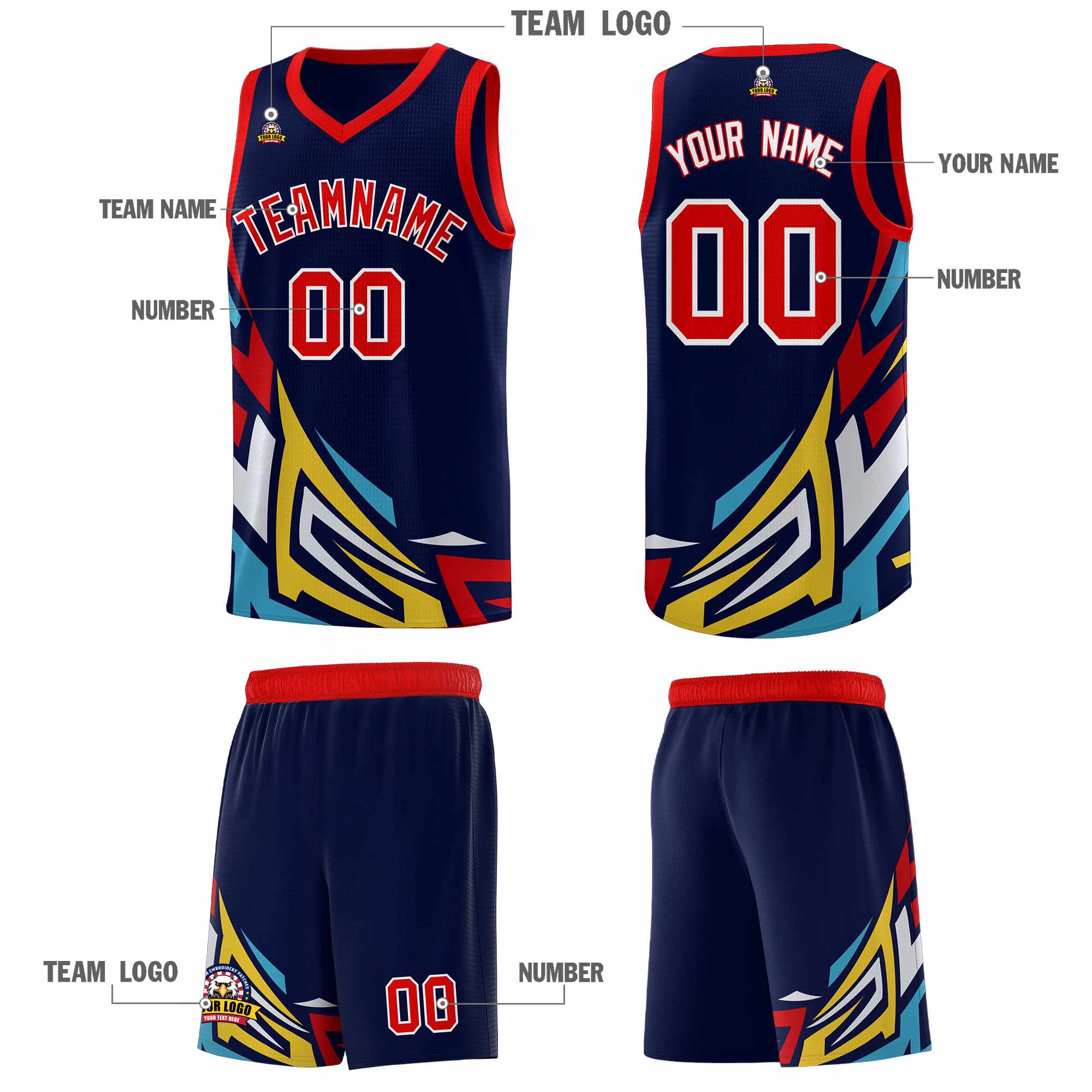 Custom Navy Gradient Graffiti Pattern Sports Uniform Basketball Jersey