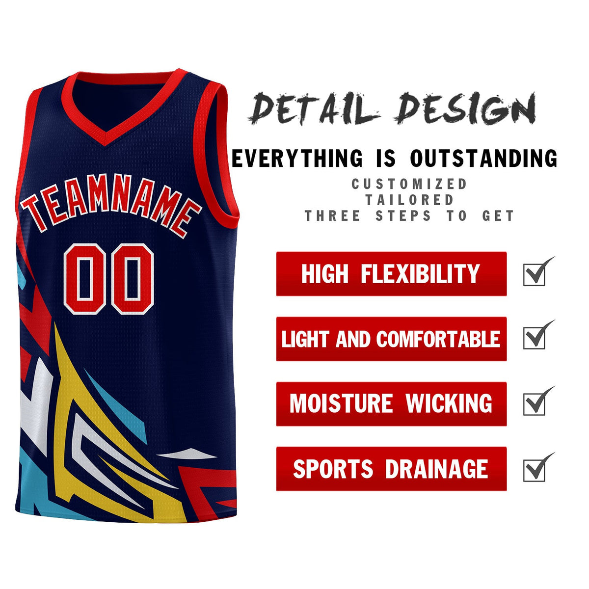 Custom Navy Gradient Graffiti Pattern Sports Uniform Basketball Jersey