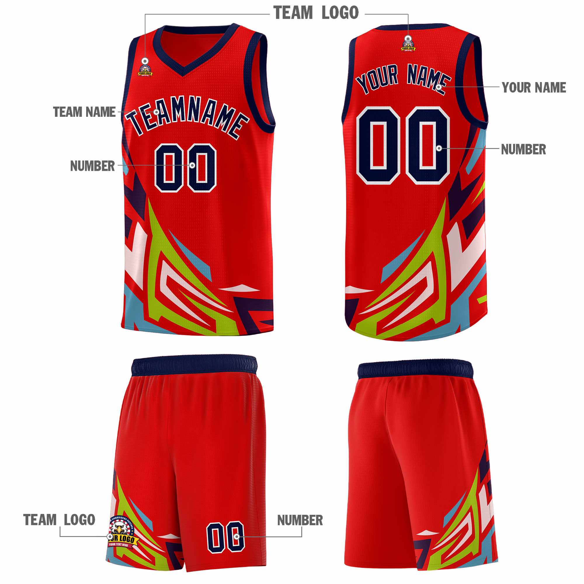 Custom Red Gradient Graffiti Pattern Sports Uniform Basketball Jersey