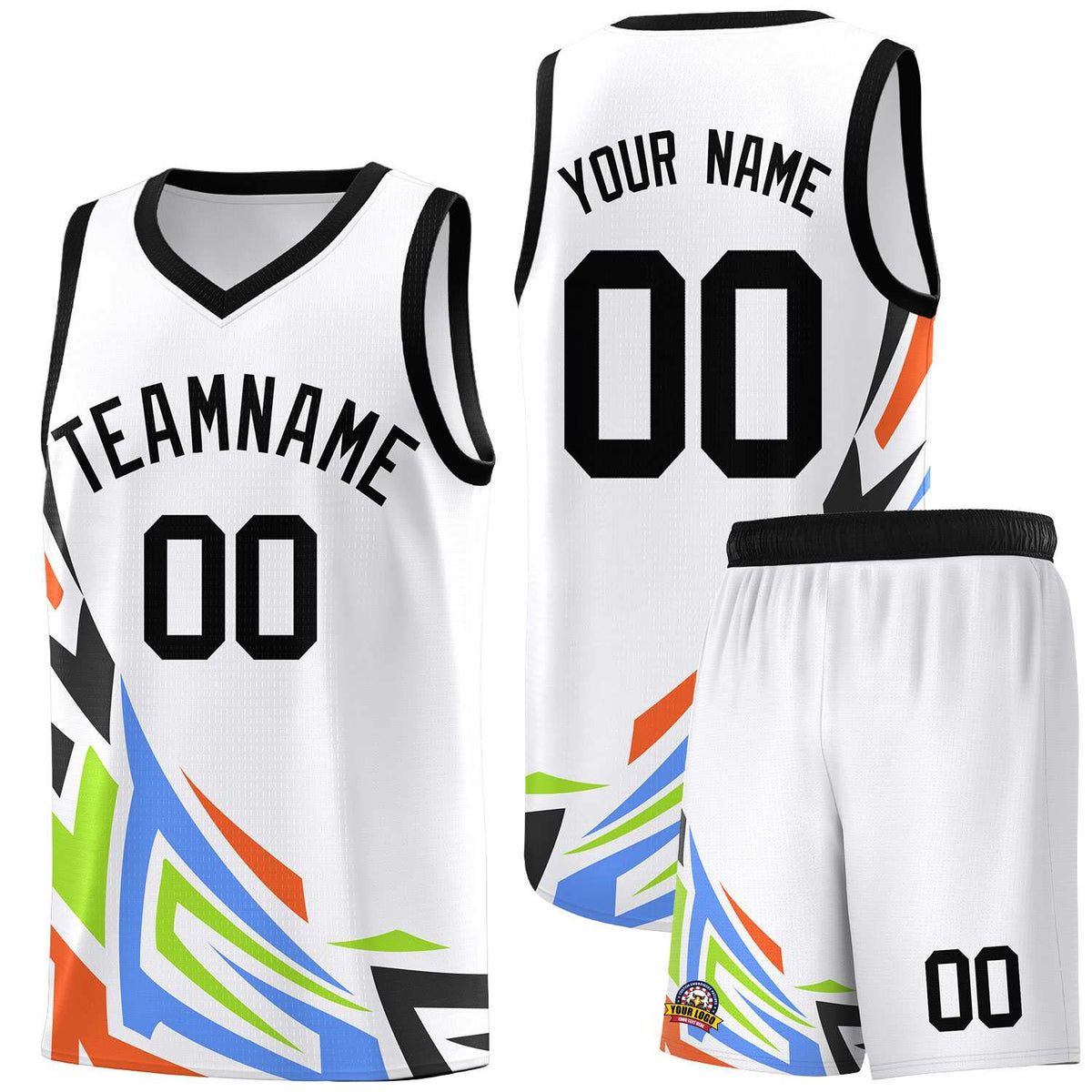 Custom White Gradient Graffiti Pattern Sports Uniform Basketball Jersey