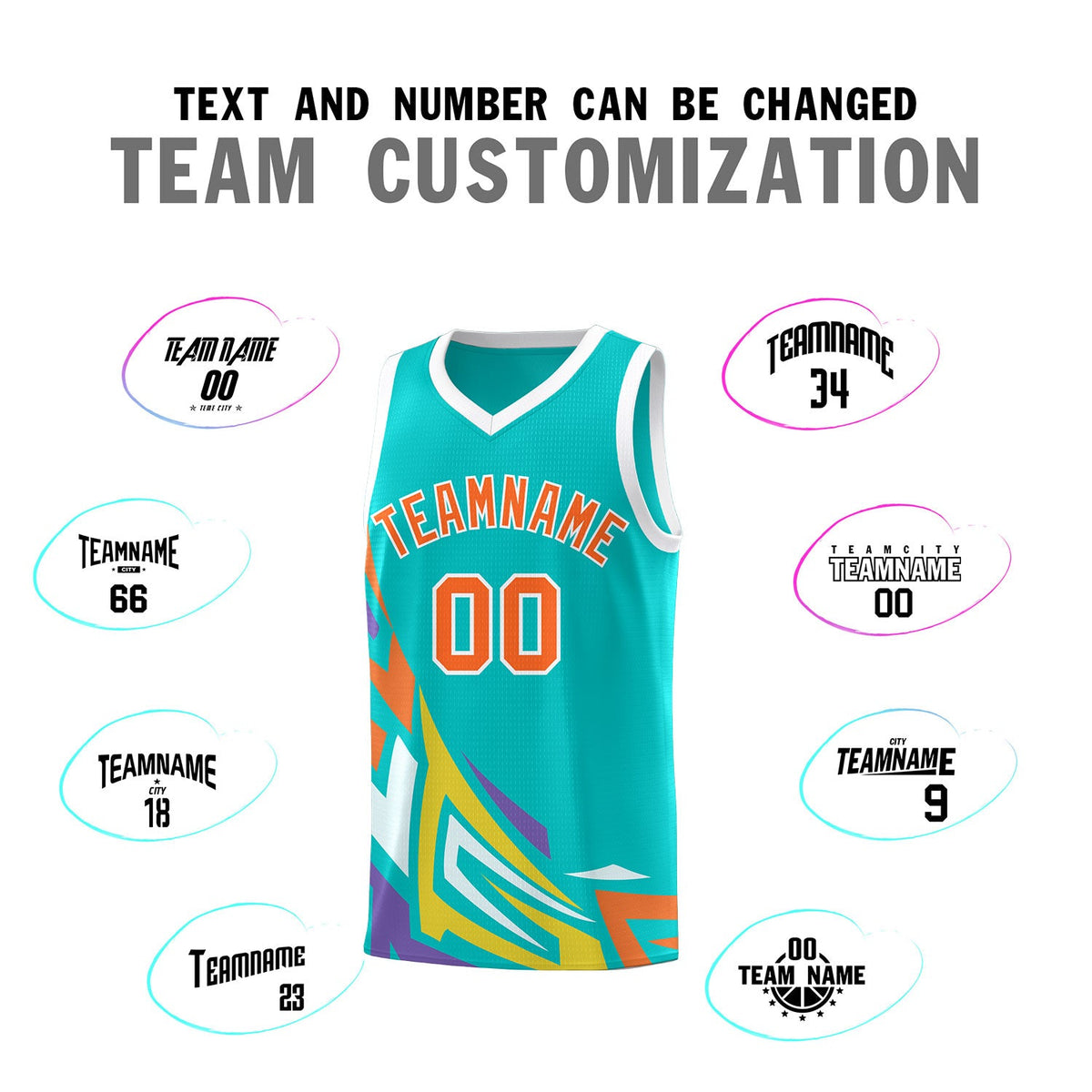 Custom Aqua Gradient Graffiti Pattern Sports Uniform Basketball Jersey