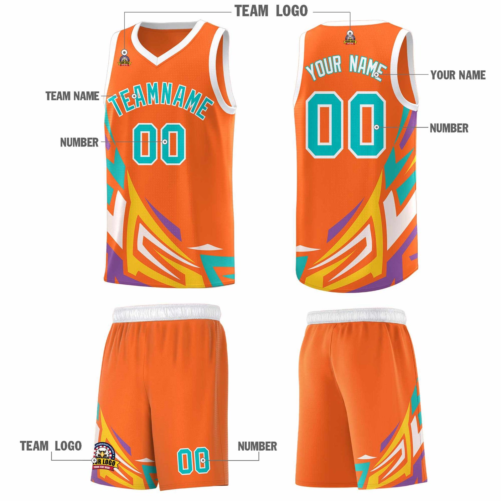 Custom Orange Gradient Graffiti Pattern Sports Uniform Basketball Jersey