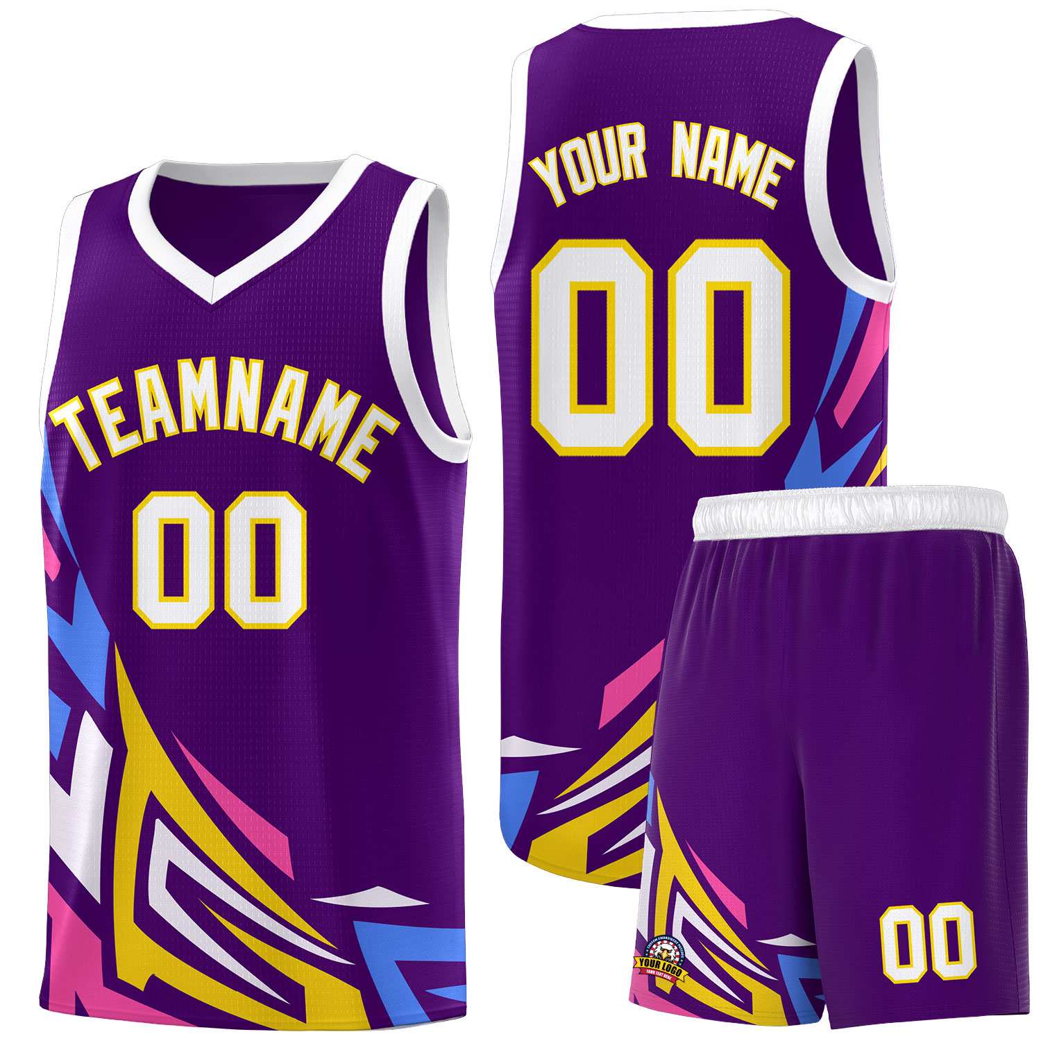 Custom Purple Gradient Graffiti Pattern Sports Uniform Basketball Jersey