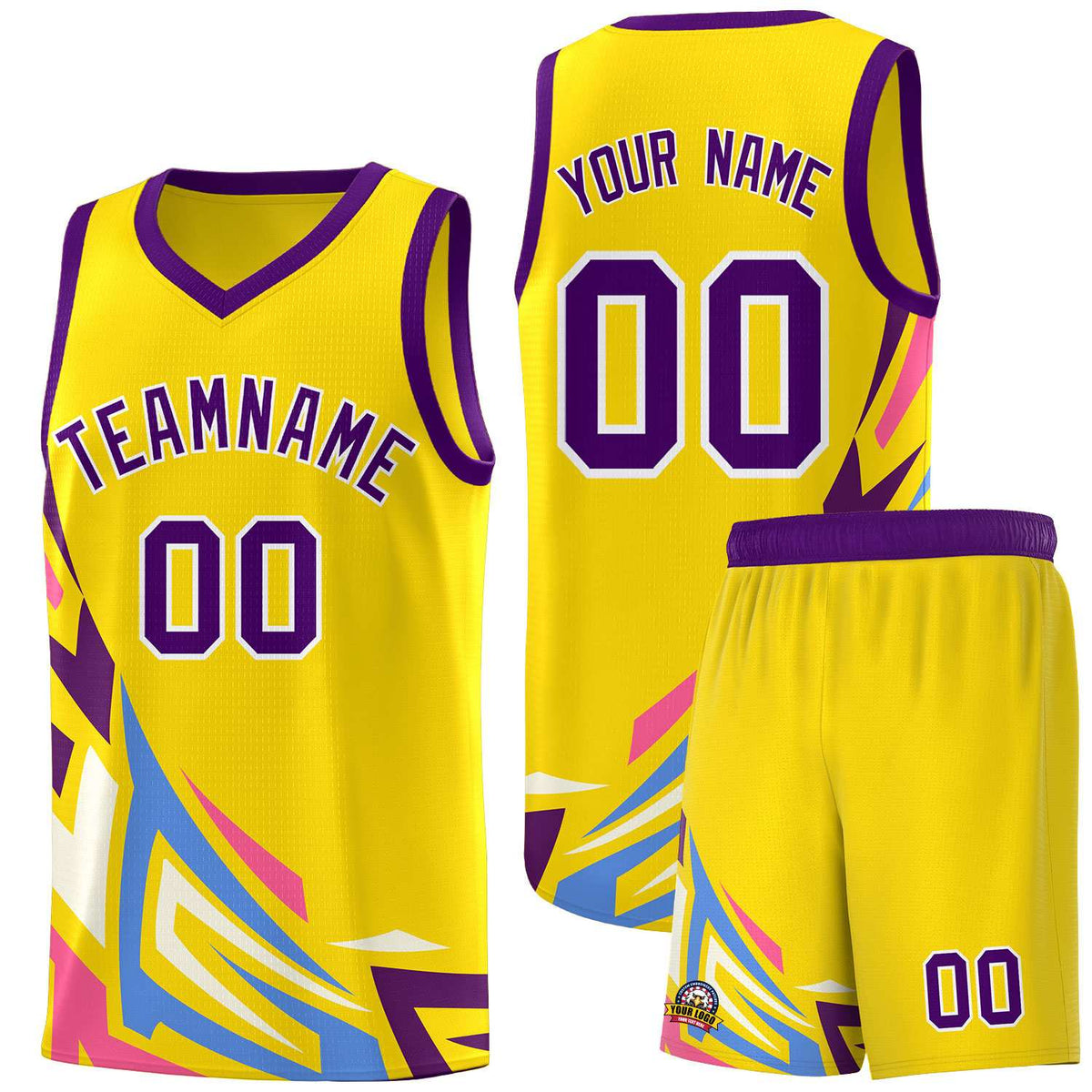 Custom Gold Gradient Graffiti Pattern Sports Uniform Basketball Jersey