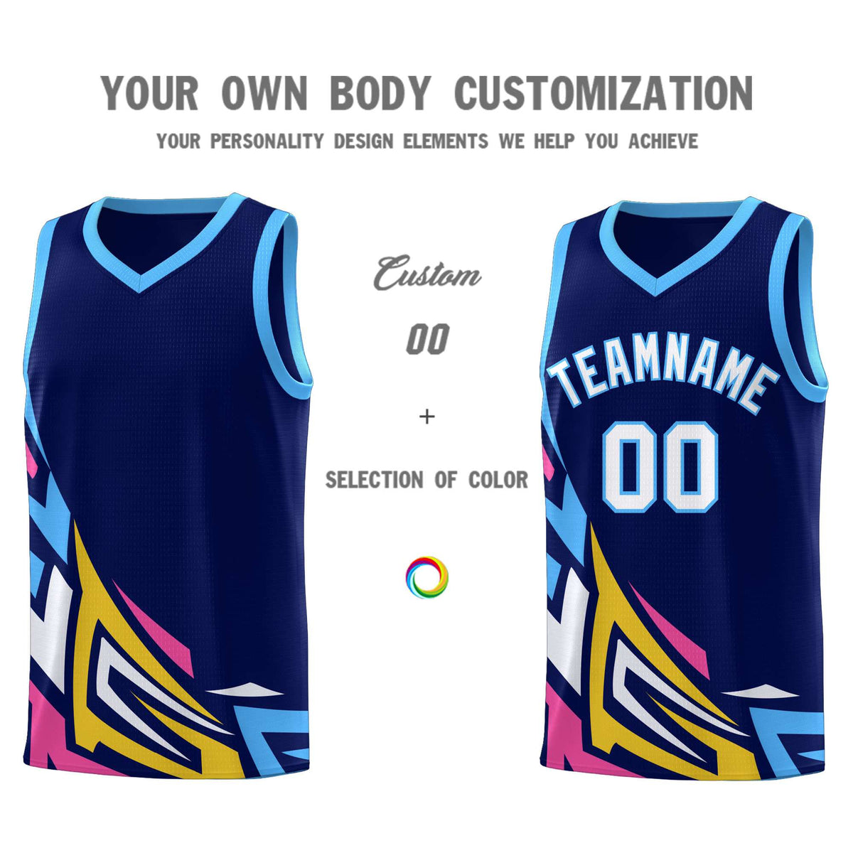 Custom Navy Gradient Graffiti Pattern Sports Uniform Basketball Jersey