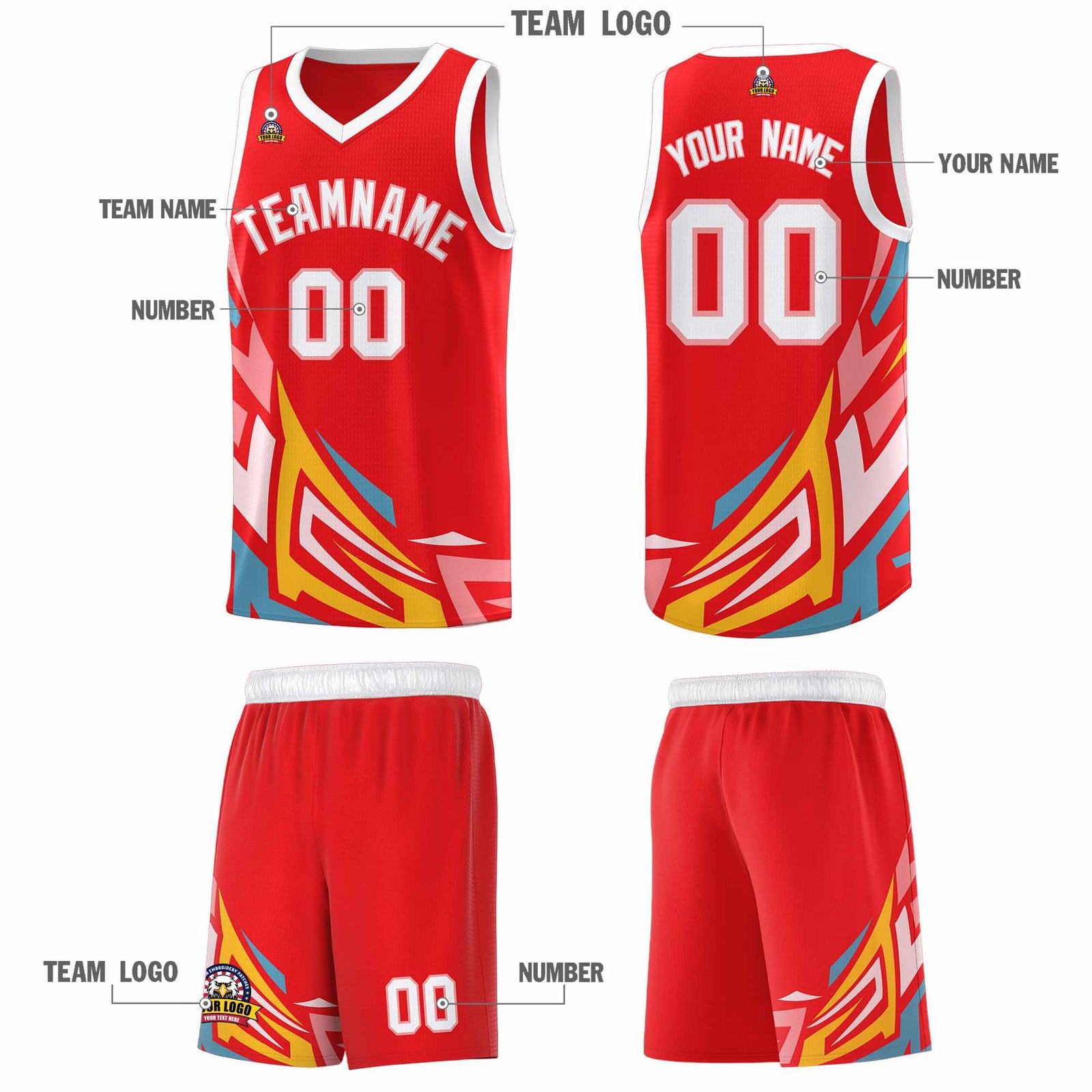 Custom Red Gradient Graffiti Pattern Sports Uniform Basketball Jersey