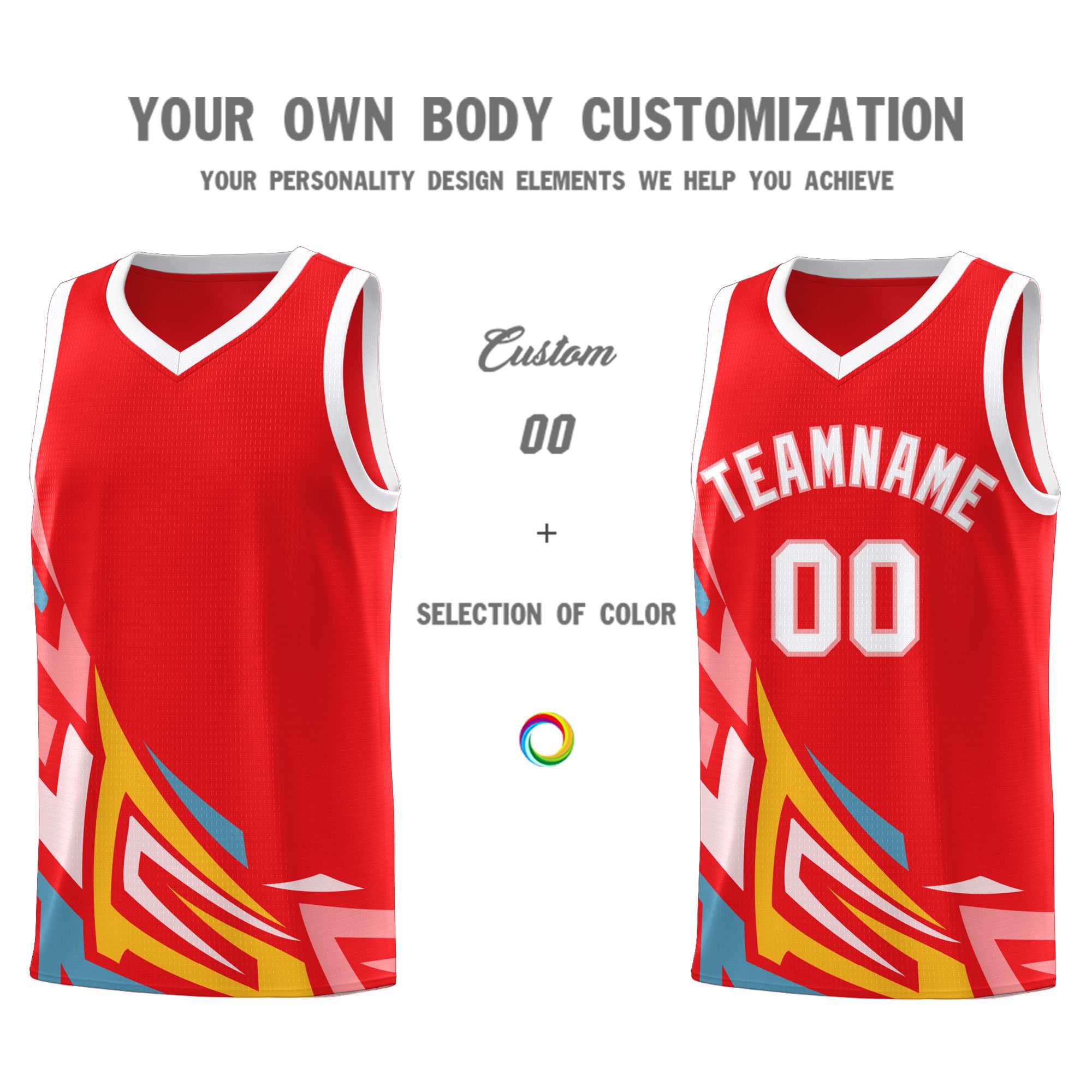 Custom Red Gradient Graffiti Pattern Sports Uniform Basketball Jersey