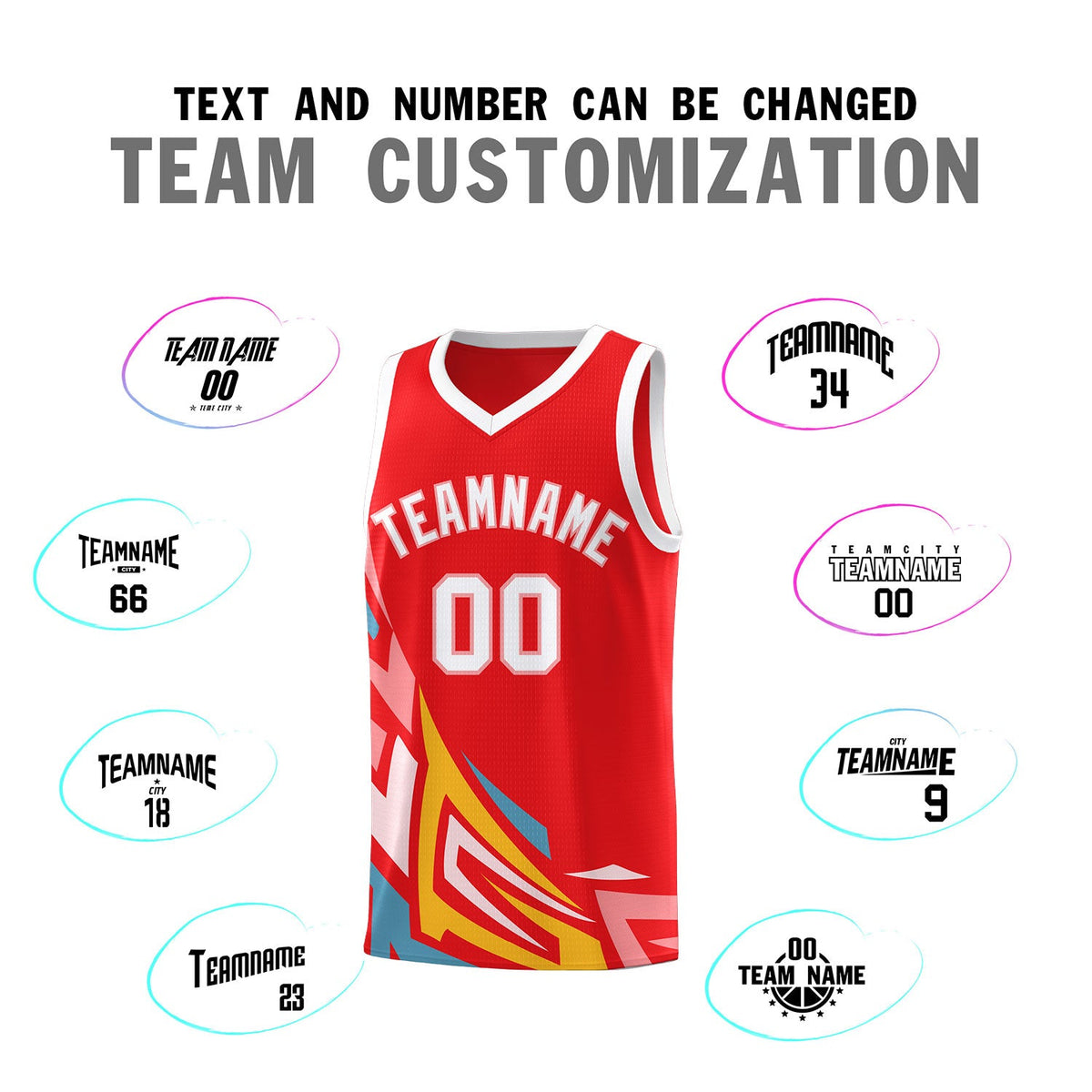 Custom Red Gradient Graffiti Pattern Sports Uniform Basketball Jersey