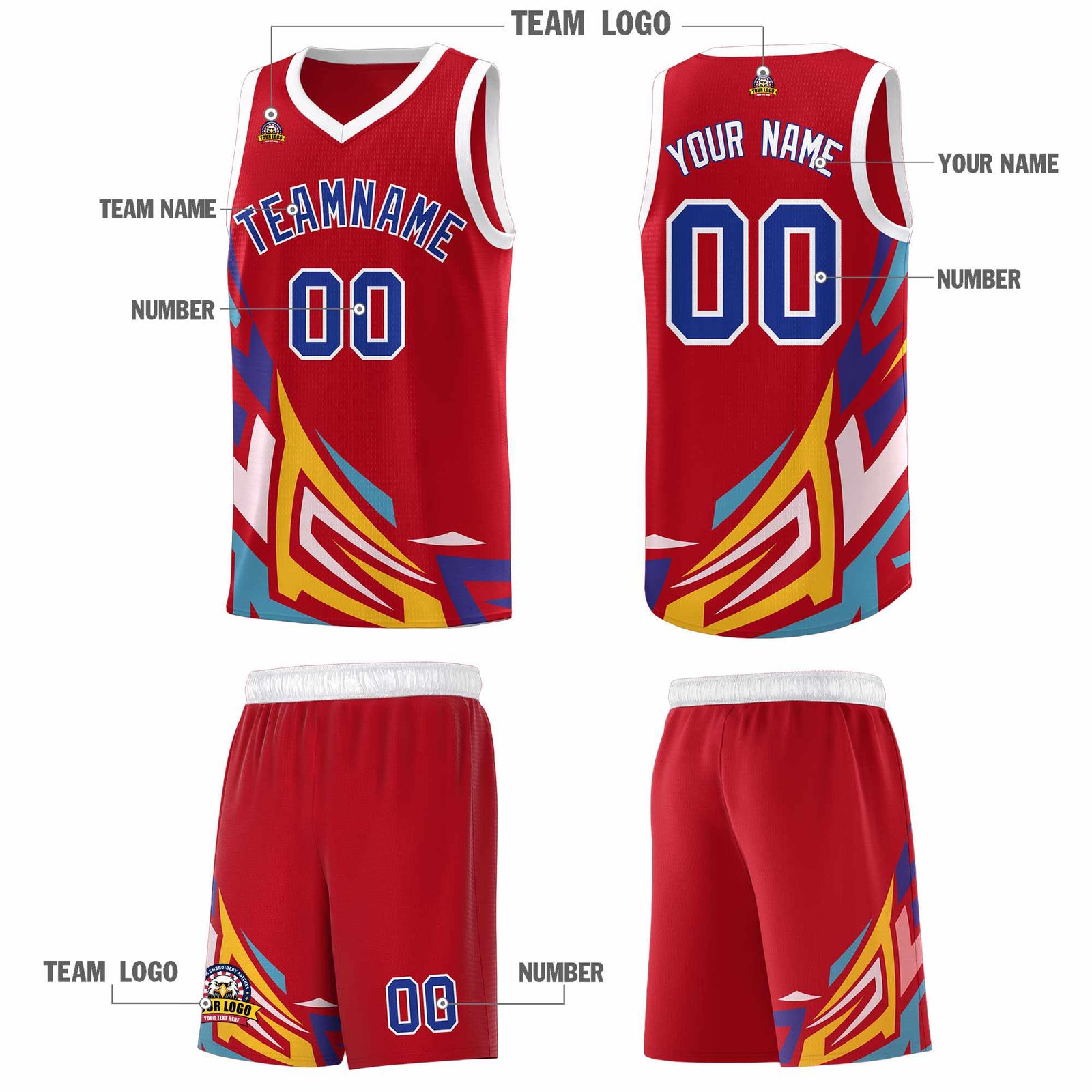 Custom Red Gradient Graffiti Pattern Sports Uniform Basketball Jersey