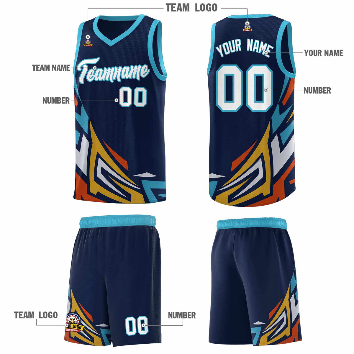 Custom Navy Gradient Graffiti Pattern Sports Uniform Basketball Jersey