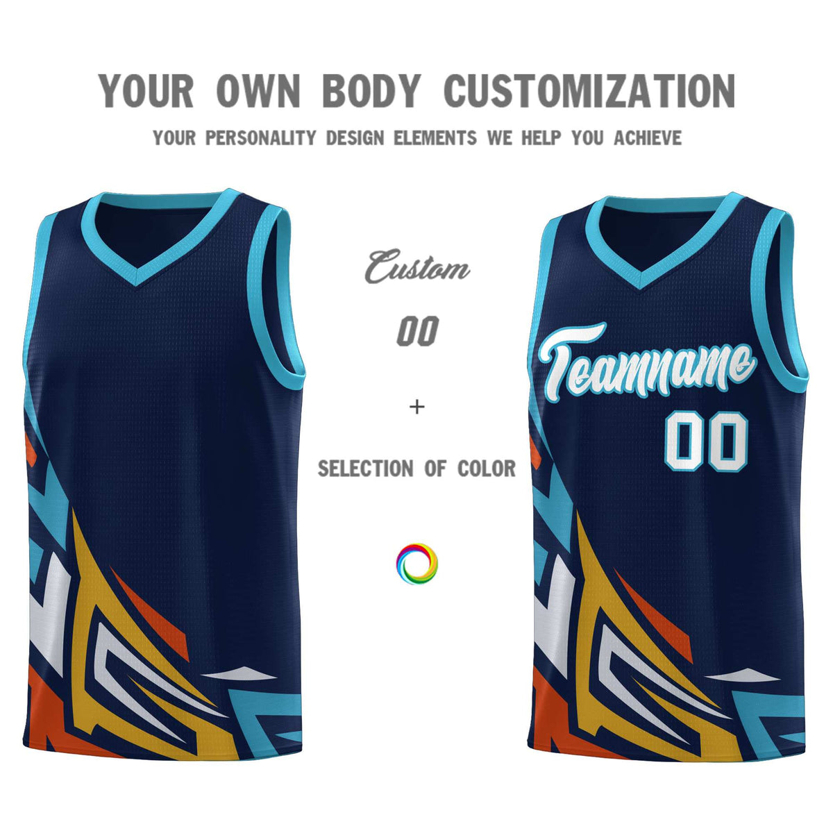 Custom Navy Gradient Graffiti Pattern Sports Uniform Basketball Jersey