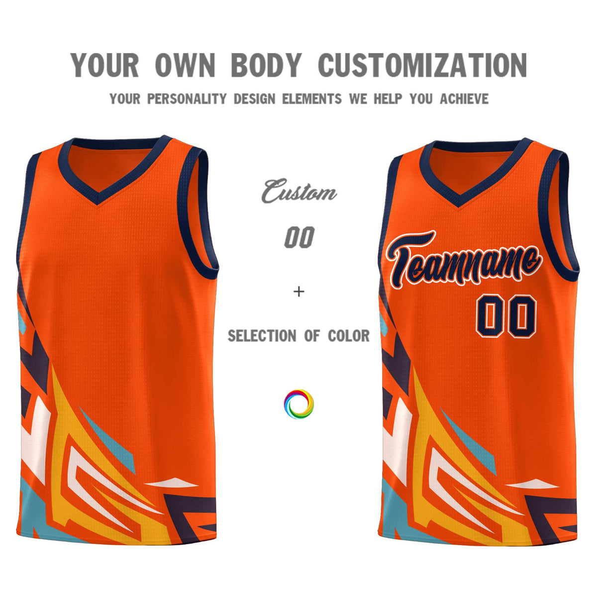 Custom Orange Gradient Graffiti Pattern Sports Uniform Basketball Jersey