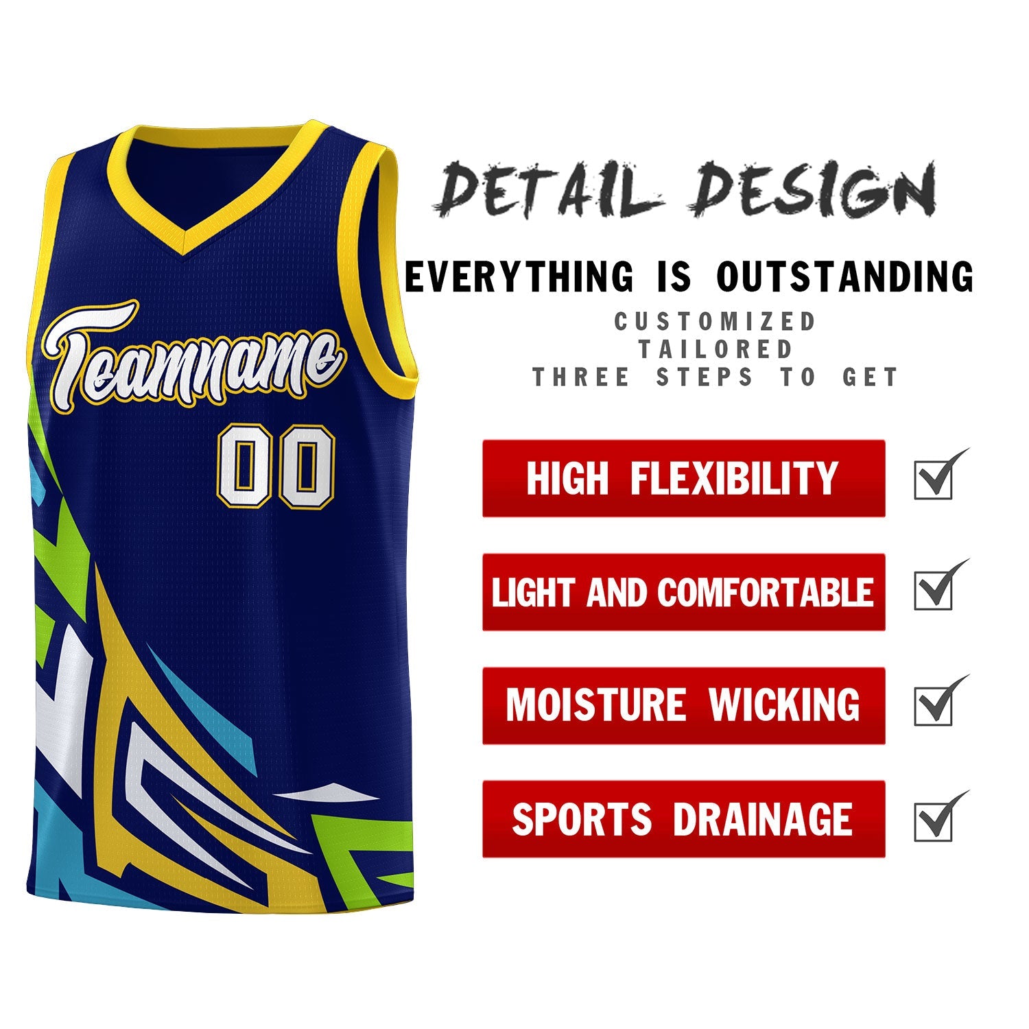 Custom Navy Gradient Graffiti Pattern Sports Uniform Basketball Jersey