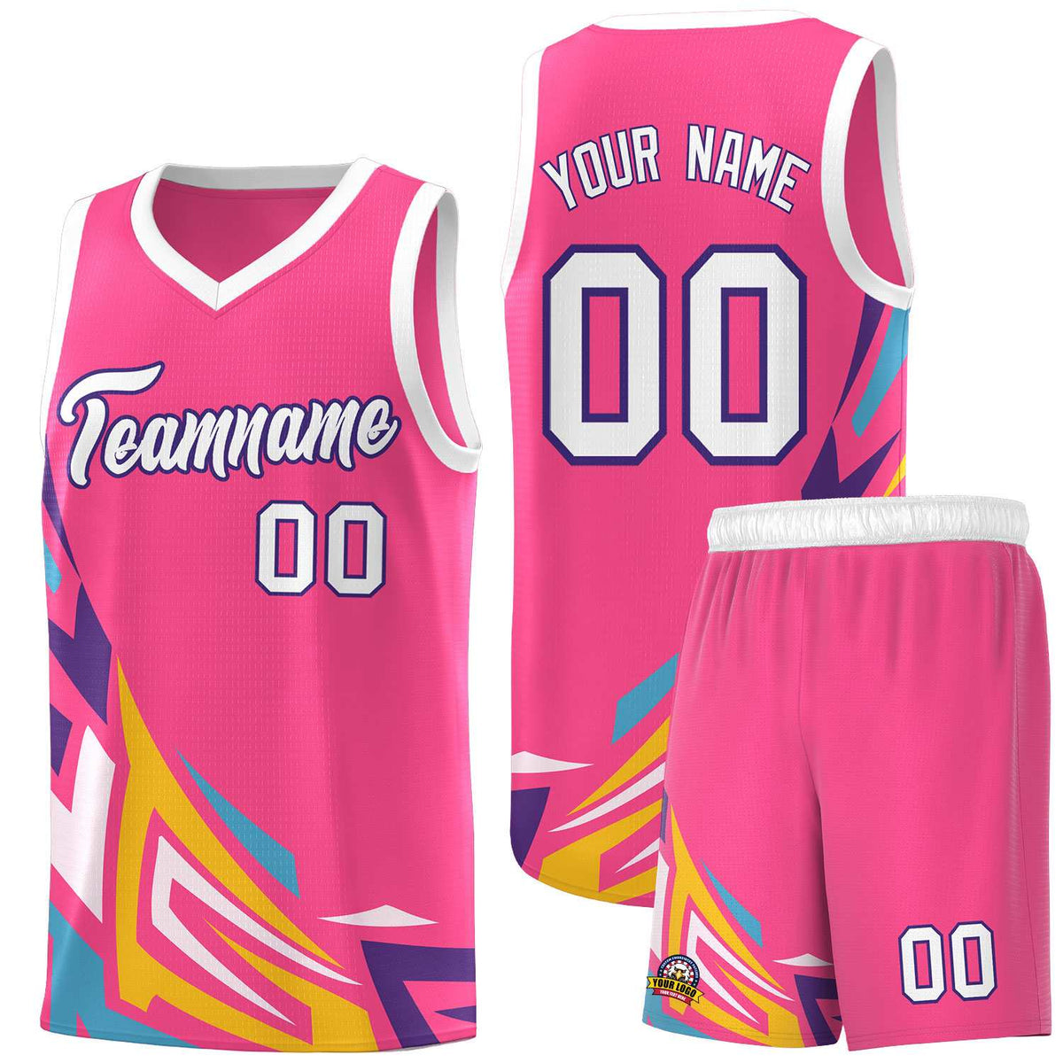 Custom Pink Gradient Graffiti Pattern Sports Uniform Basketball Jersey