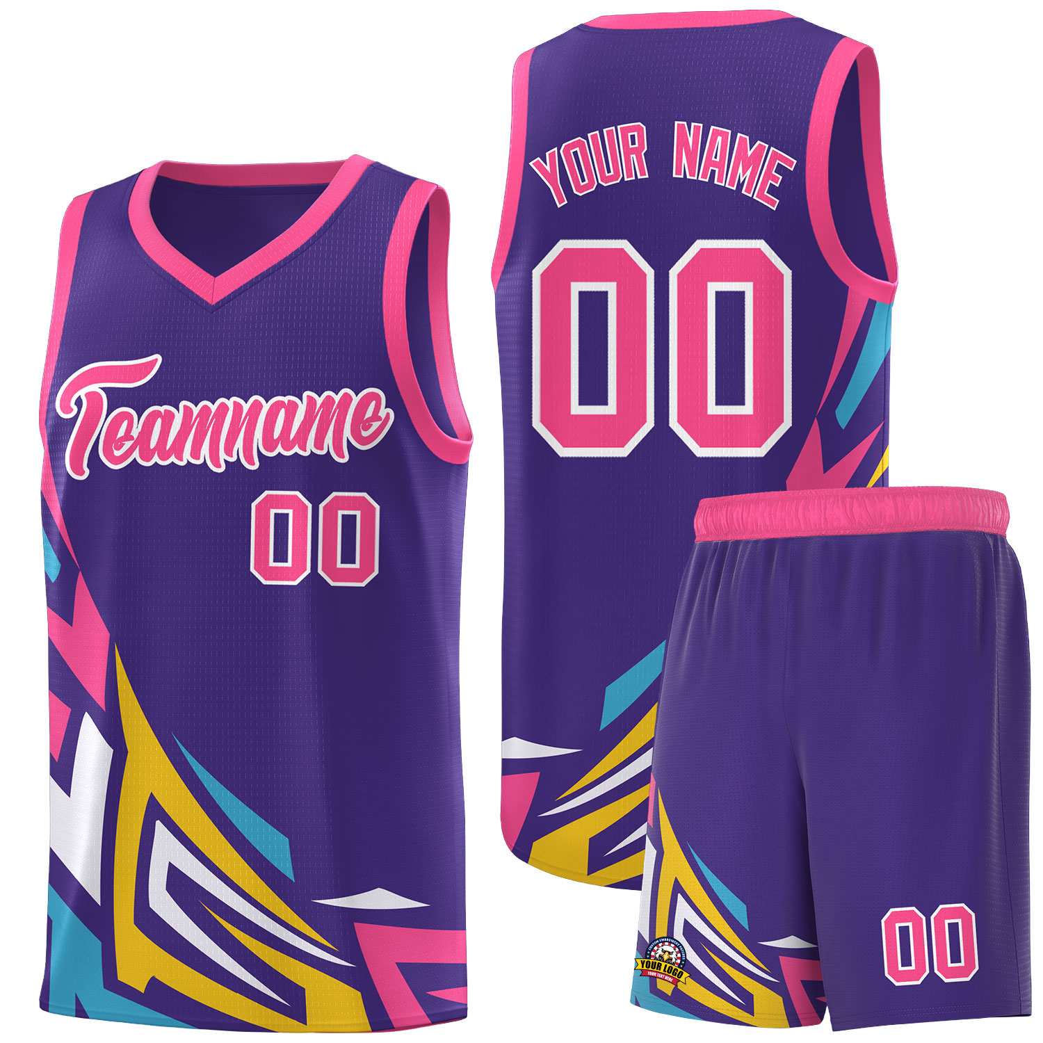 Custom Purple Gradient Graffiti Pattern Sports Uniform Basketball Jersey