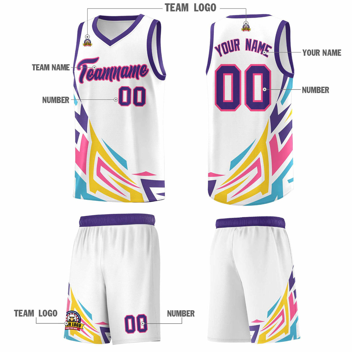 Custom White Gradient Graffiti Pattern Sports Uniform Basketball Jersey