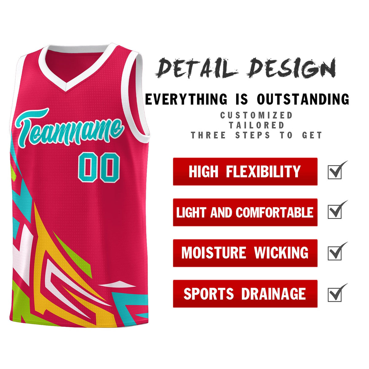 Custom Red Gradient Graffiti Pattern Sports Uniform Basketball Jersey