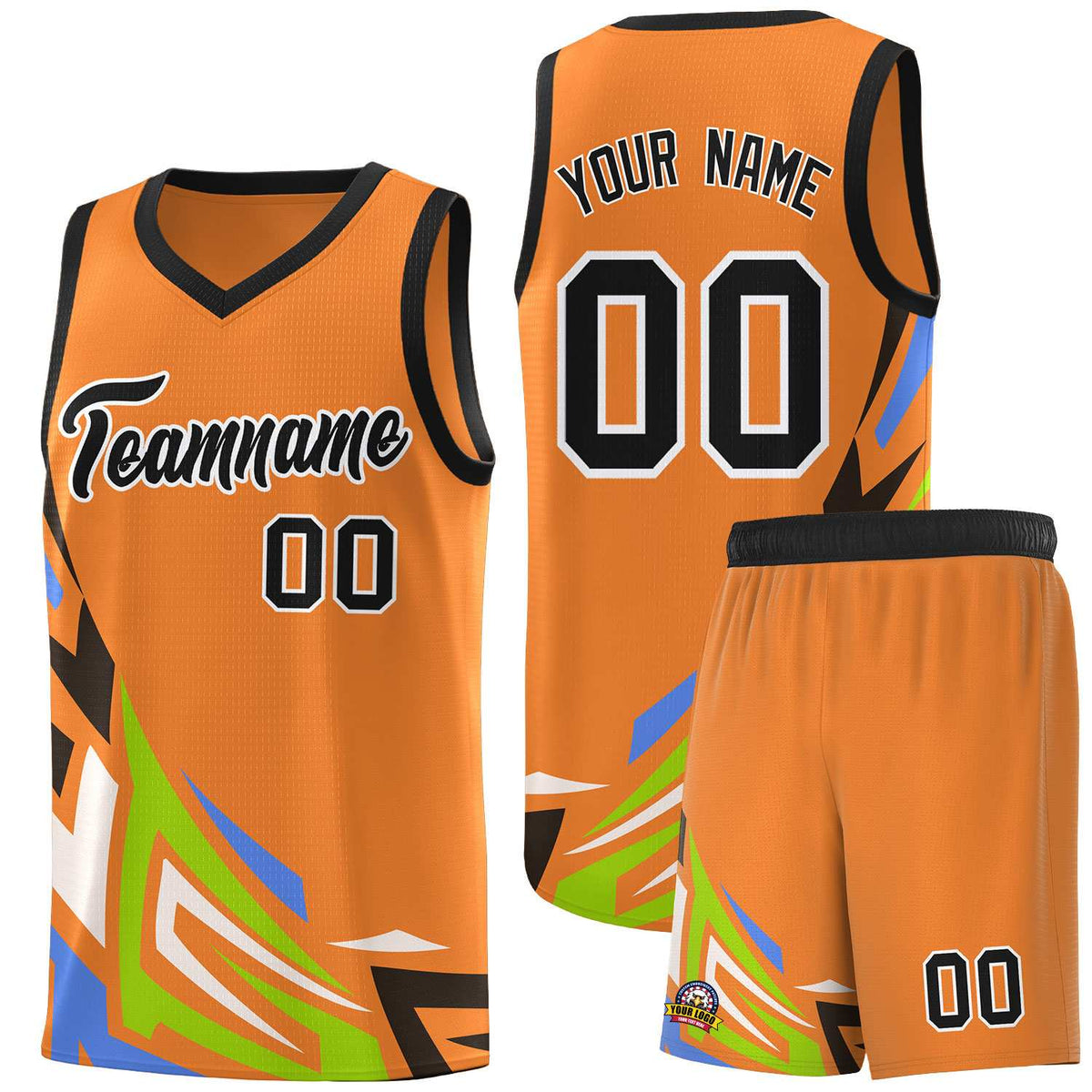 Custom Gold Orange Gradient Graffiti Pattern Sports Uniform Basketball Jersey