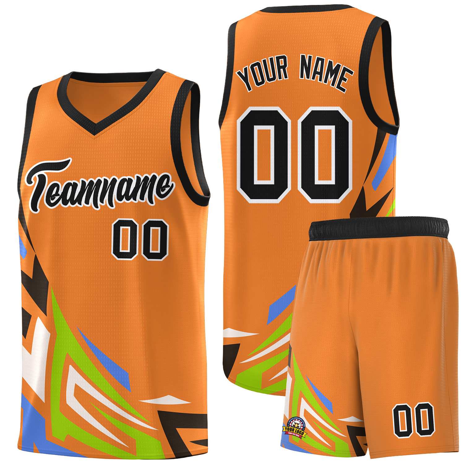 Custom Gold Orange Gradient Graffiti Pattern Sports Uniform Basketball Jersey