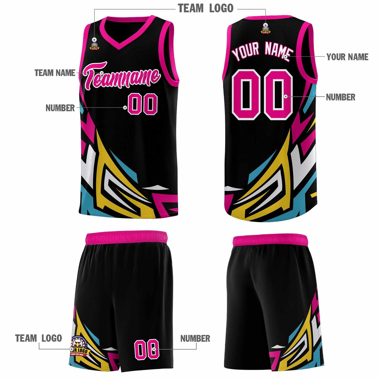 Custom Black Gradient Graffiti Pattern Sports Uniform Basketball Jersey