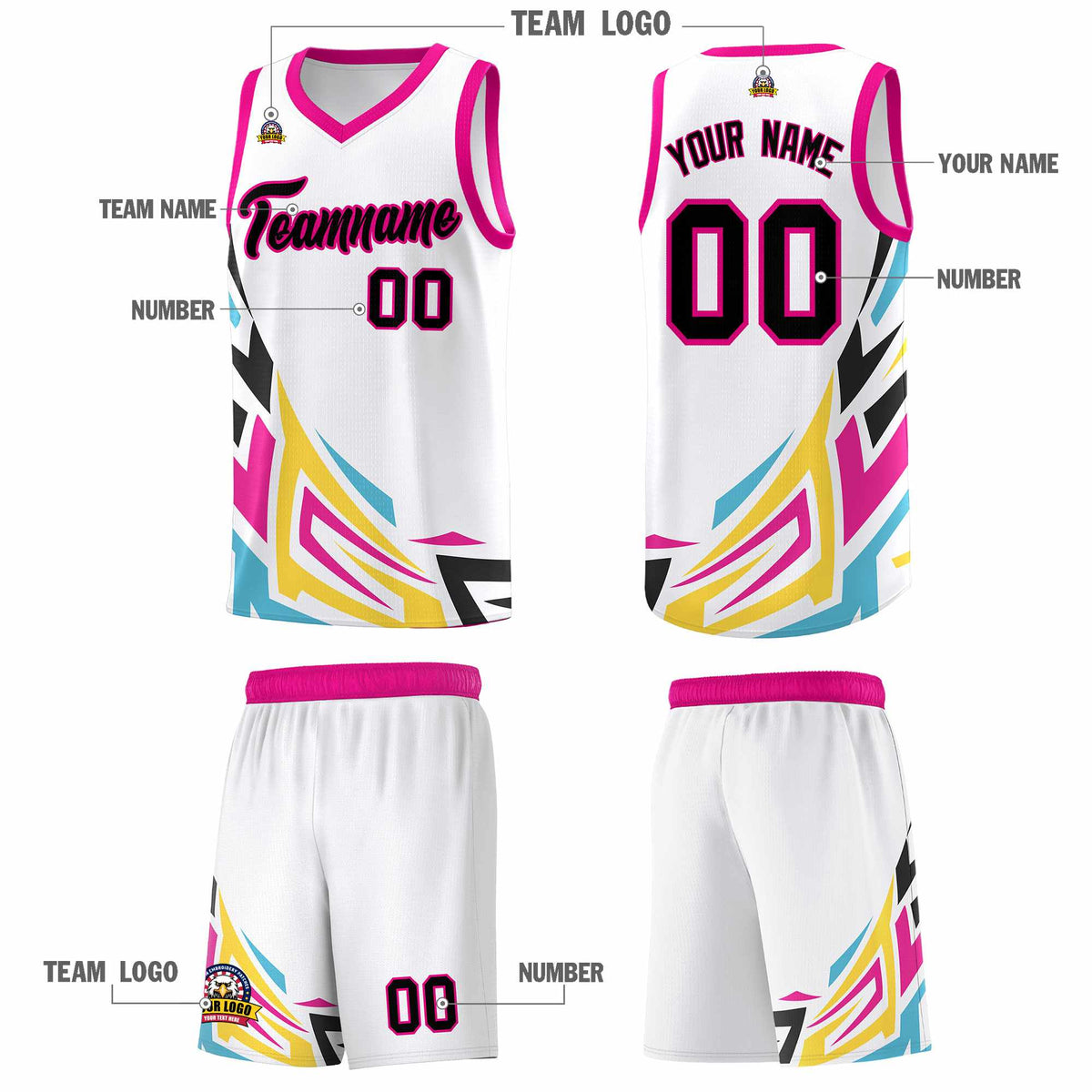 Custom White Gradient Graffiti Pattern Sports Uniform Basketball Jersey