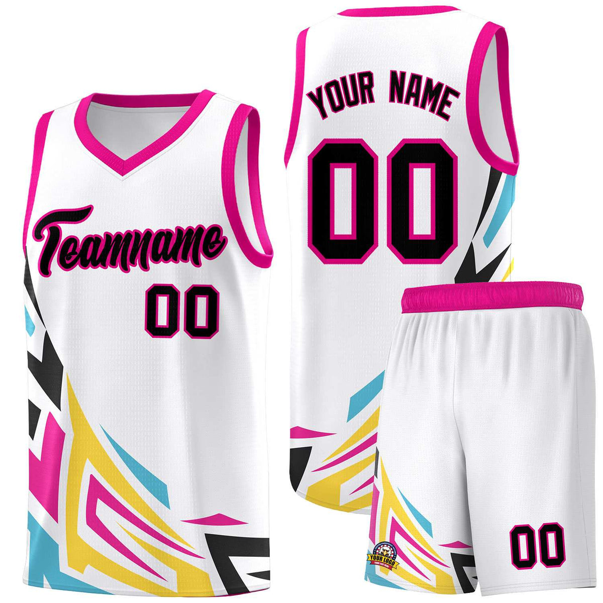 Custom White Gradient Graffiti Pattern Sports Uniform Basketball Jersey