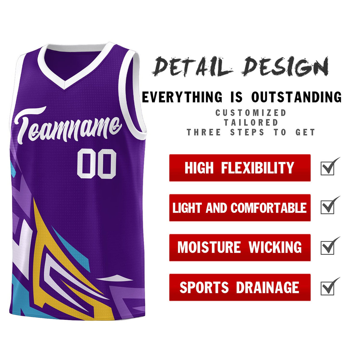 Custom Purple Gradient Graffiti Pattern Sports Uniform Basketball Jersey