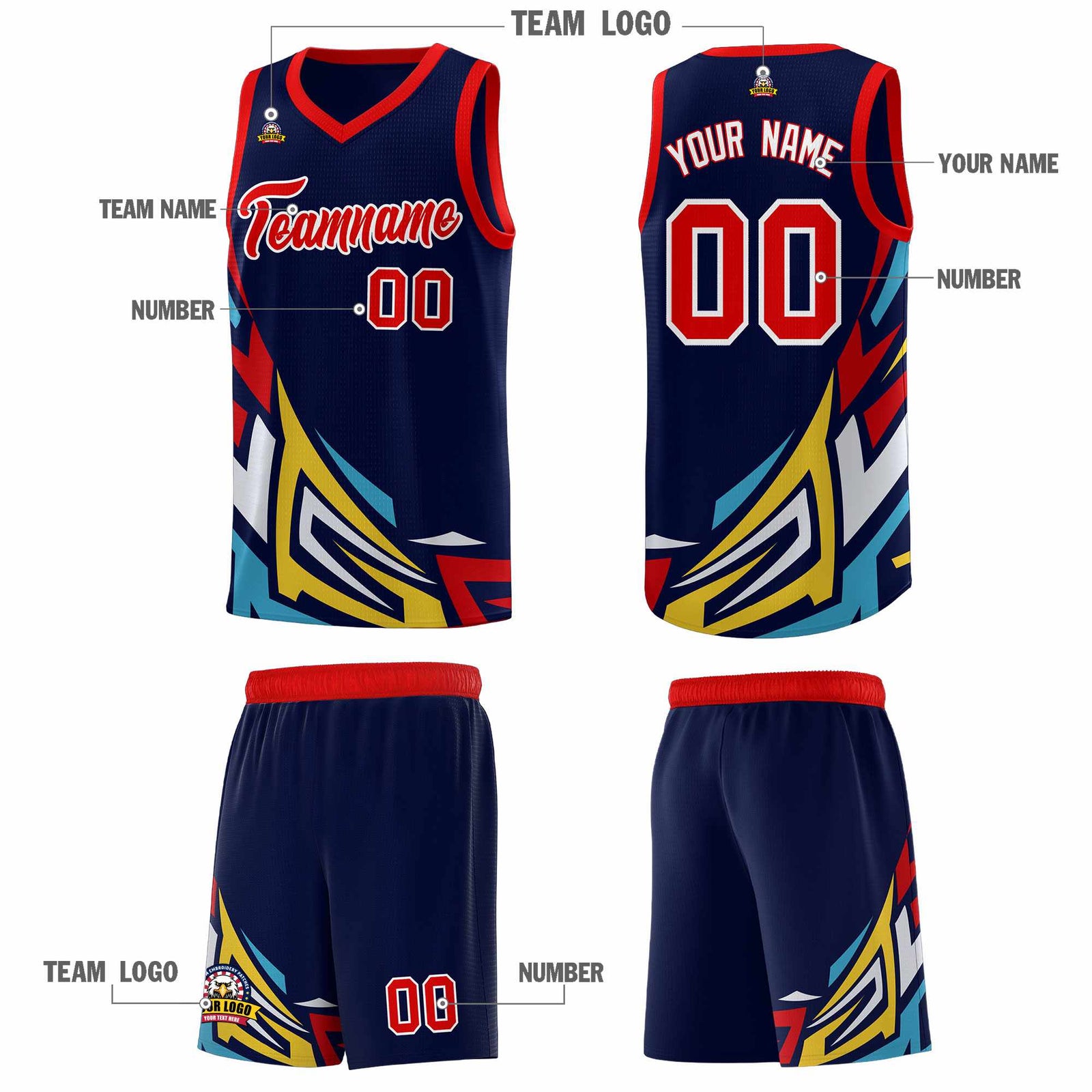 Custom Navy Gradient Graffiti Pattern Sports Uniform Basketball Jersey