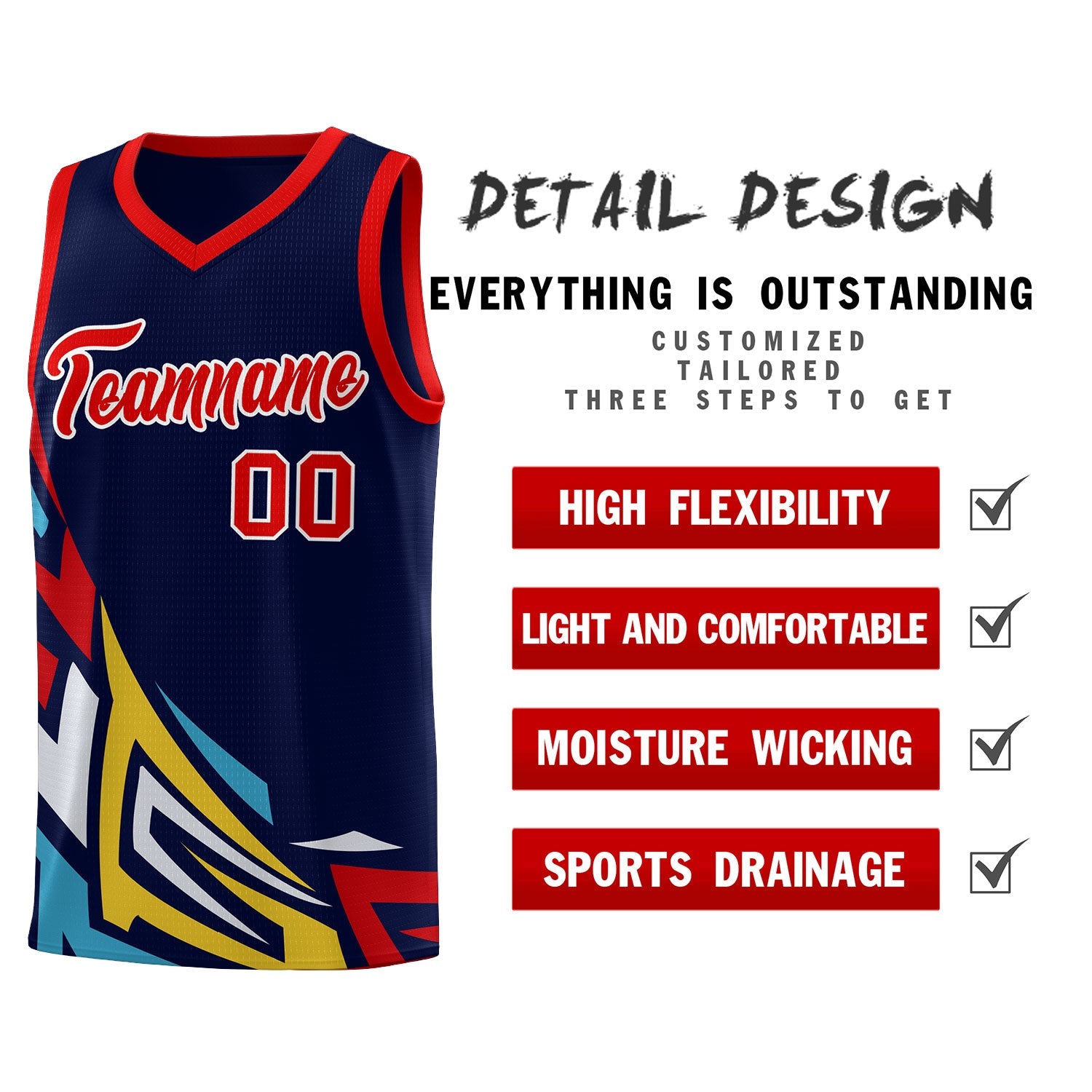 Custom Navy Gradient Graffiti Pattern Sports Uniform Basketball Jersey