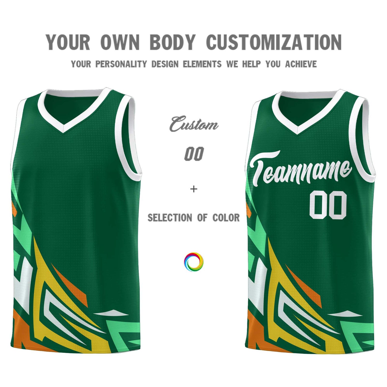 Custom Kelly Green Gradient Graffiti Pattern Sports Uniform Basketball Jersey
