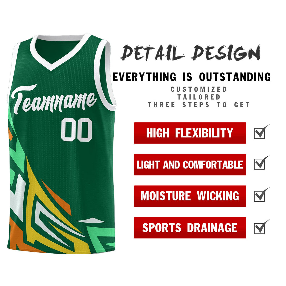 Custom Kelly Green Gradient Graffiti Pattern Sports Uniform Basketball Jersey