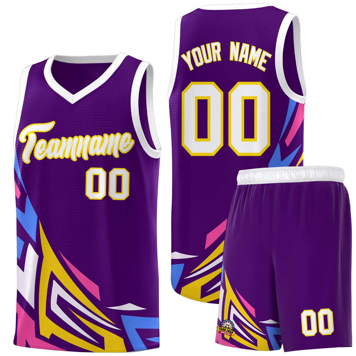 Custom Purple Gradient Graffiti Pattern Sports Uniform Basketball Jersey