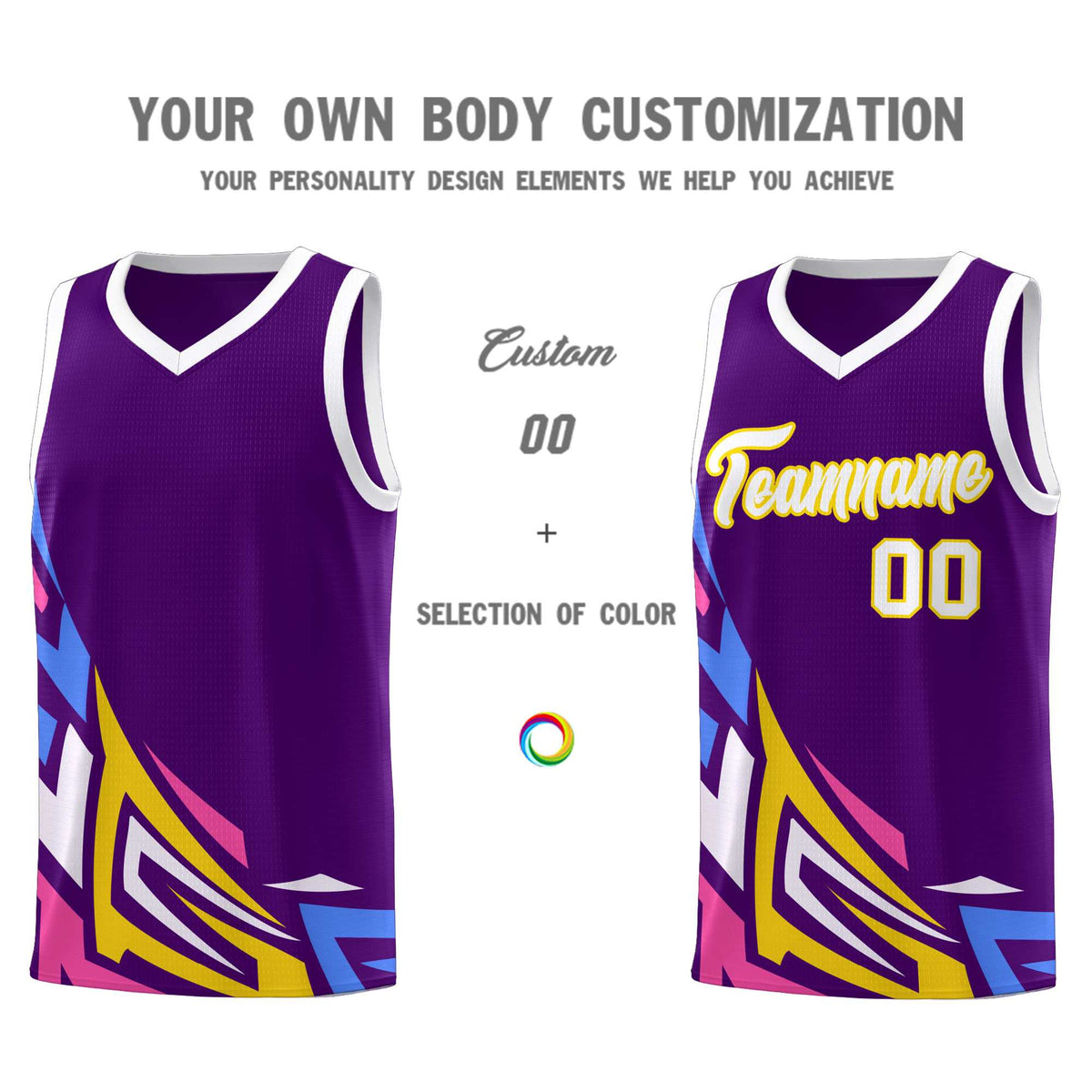 Custom Purple Gradient Graffiti Pattern Sports Uniform Basketball Jersey