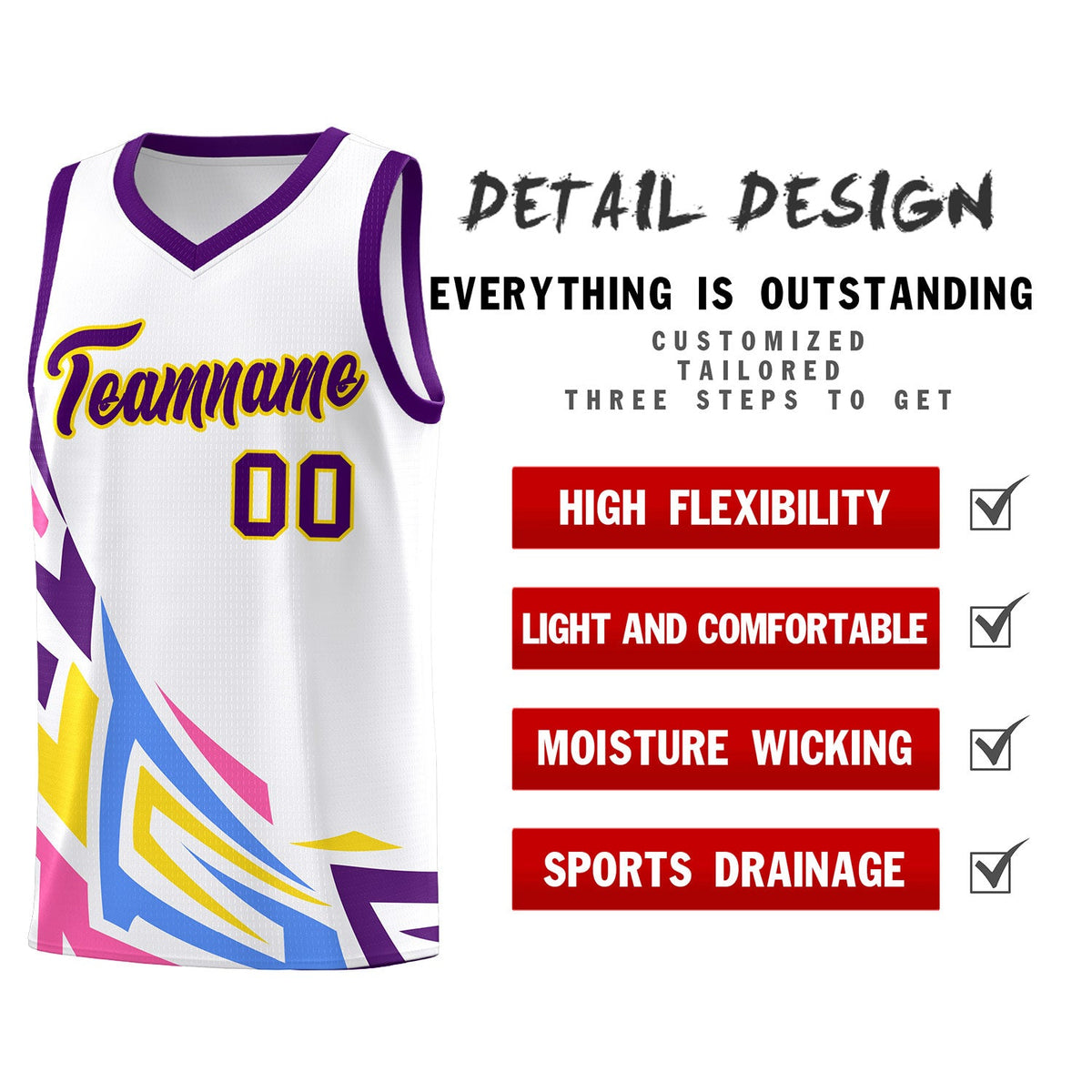 Custom White Gradient Graffiti Pattern Sports Uniform Basketball Jersey
