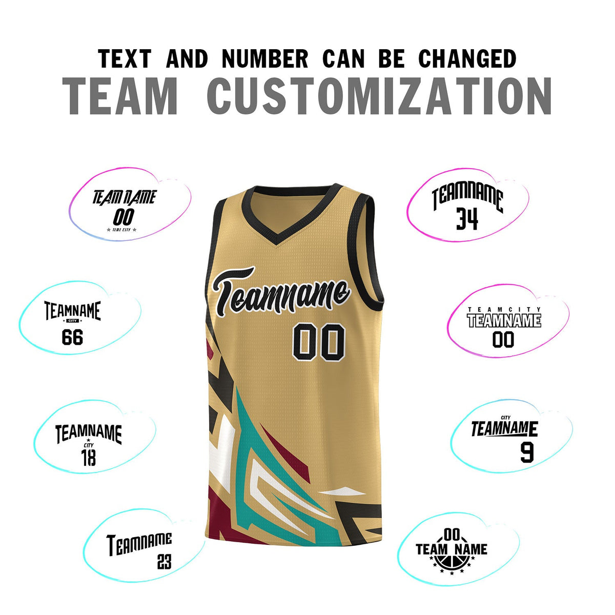 Custom Old Gold Gradient Graffiti Pattern Sports Uniform Basketball Jersey